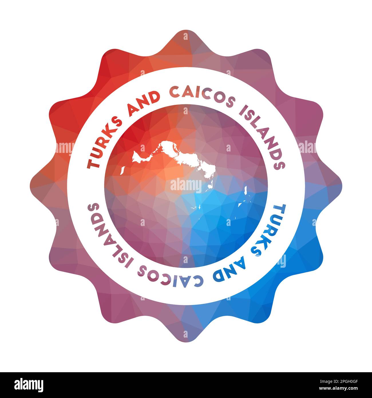 Turks- und Caicosinseln Logos mit niedrigem Poly-Logo. Buntes Reiselogo mit Farbverlauf der Insel im geometrischen Stil. Stock Vektor