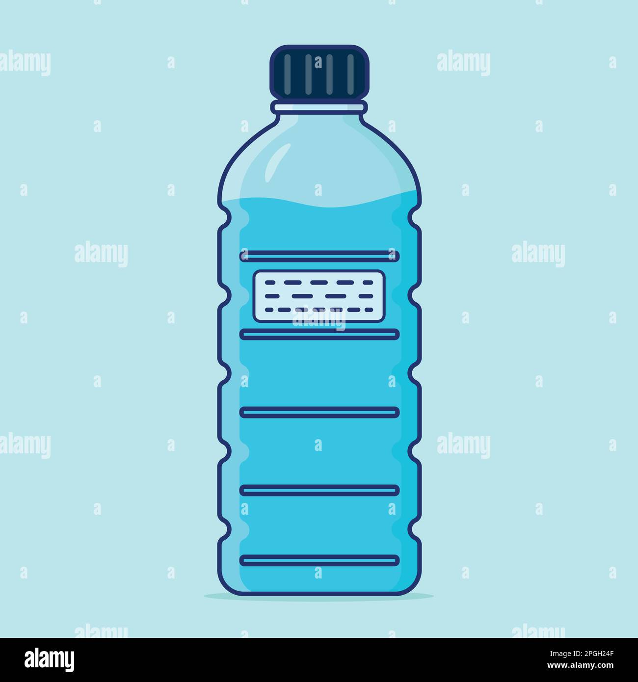 Wasserflasche Mit Wasservektor Abbildung, Süßwasserflasche Getränk Und Klarwasserflasche Flachvektor, Mineralwasser Trinkwasser Kunststoffflasche Vektor Stock Vektor