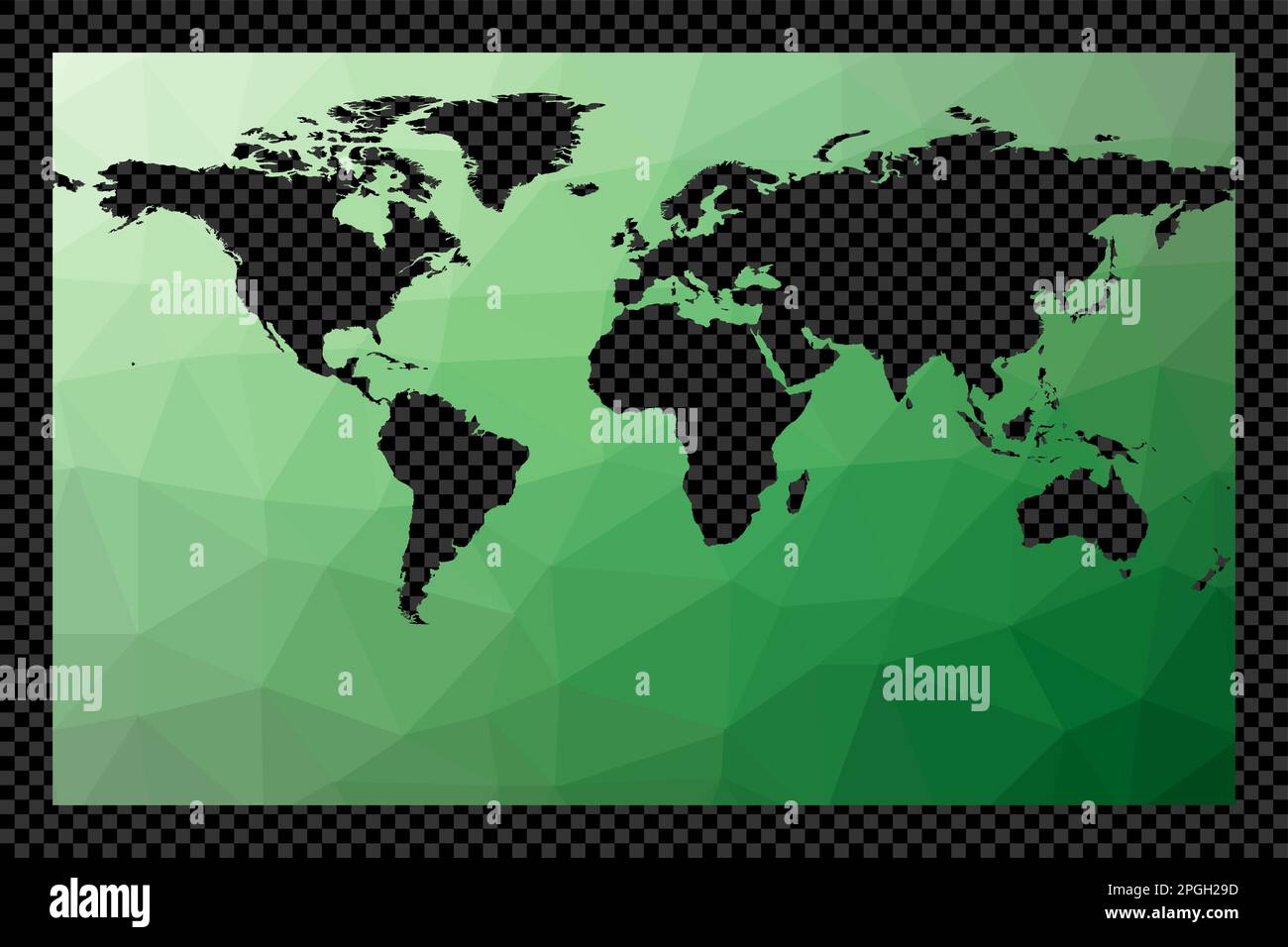 Polygonale Weltkarte auf transparentem Hintergrund. Zylindrische stereographische Projektion. Geometrische Kugel in Schablonenform. Stock Vektor