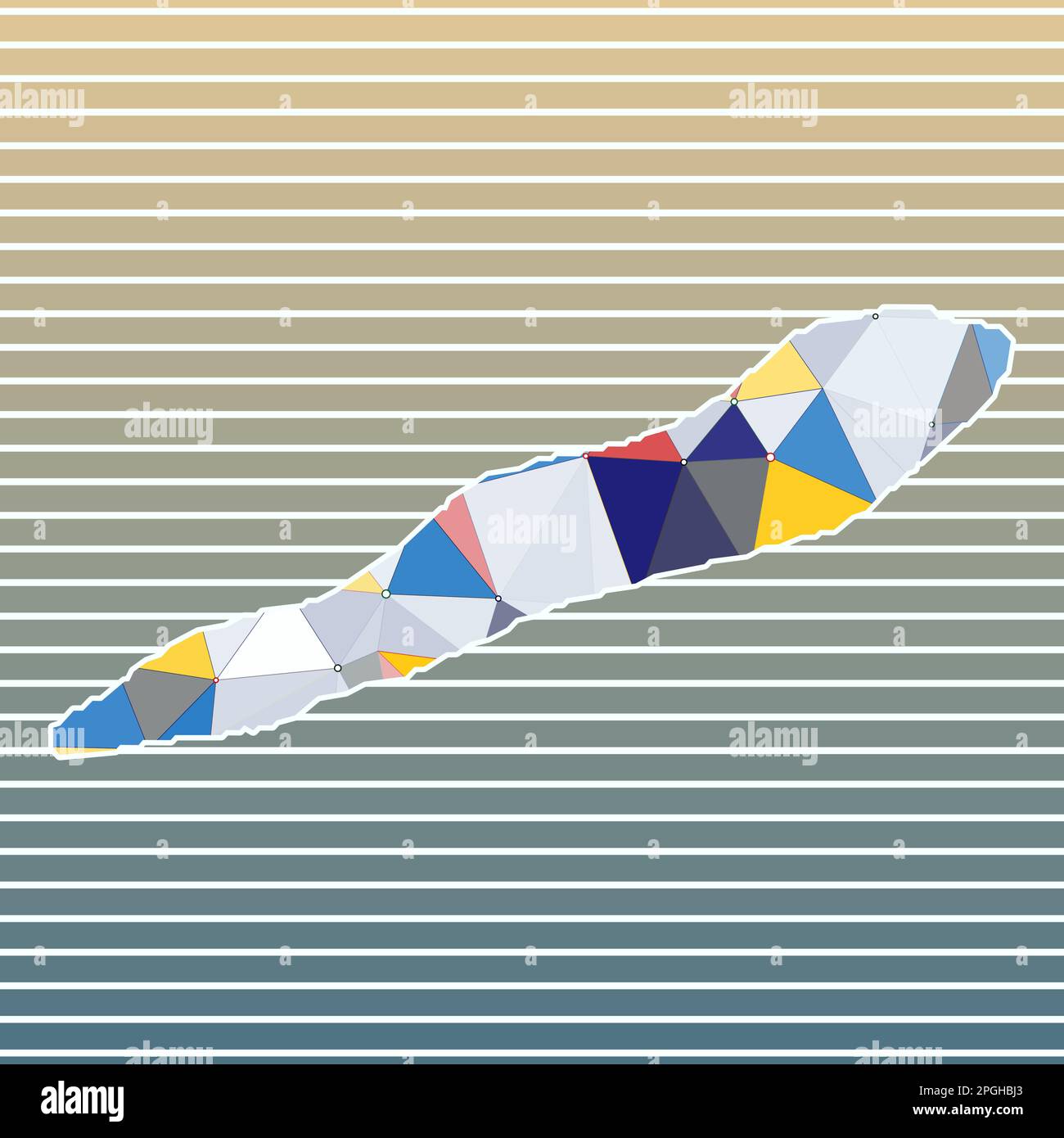 Cayman Brac Vektorillustration. Cayman Brac-Design auf verlaufendem Streifen-Hintergrund. Technologie, Internet, Netzwerk, Telekommunikationskonzept. Stock Vektor