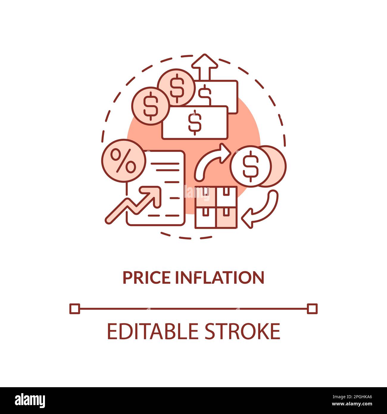 Terrakotta-Symbol für Preisinflation Stock Vektor