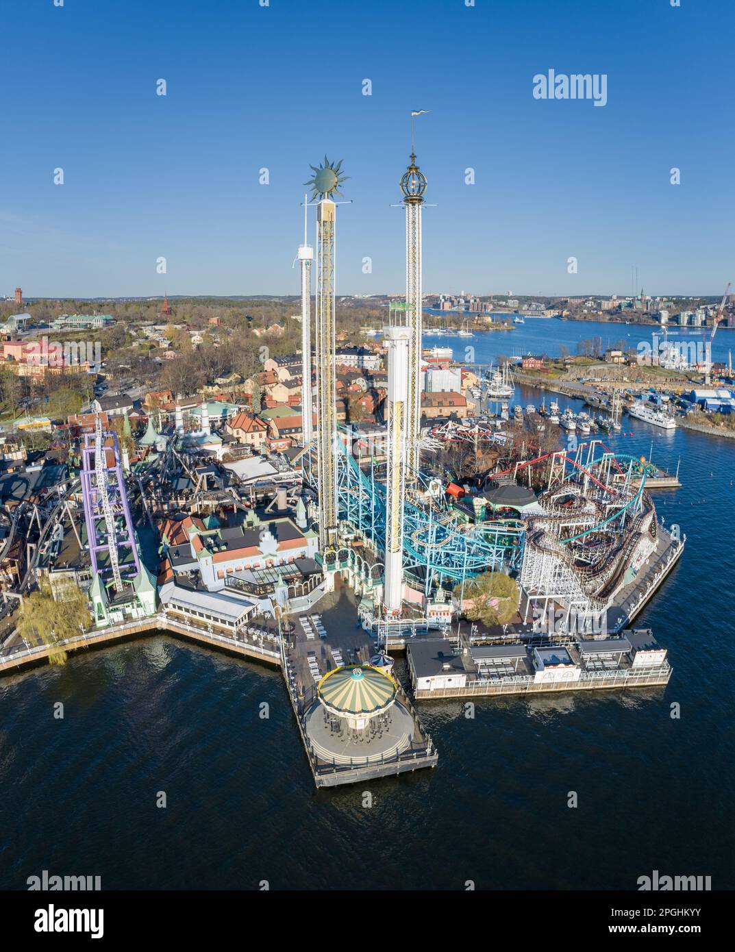 Vergnügungspark in Stockholm, Schweden. Grona Lund. Gelegen auf der Seeseite von Djurgarden Island Stockfoto