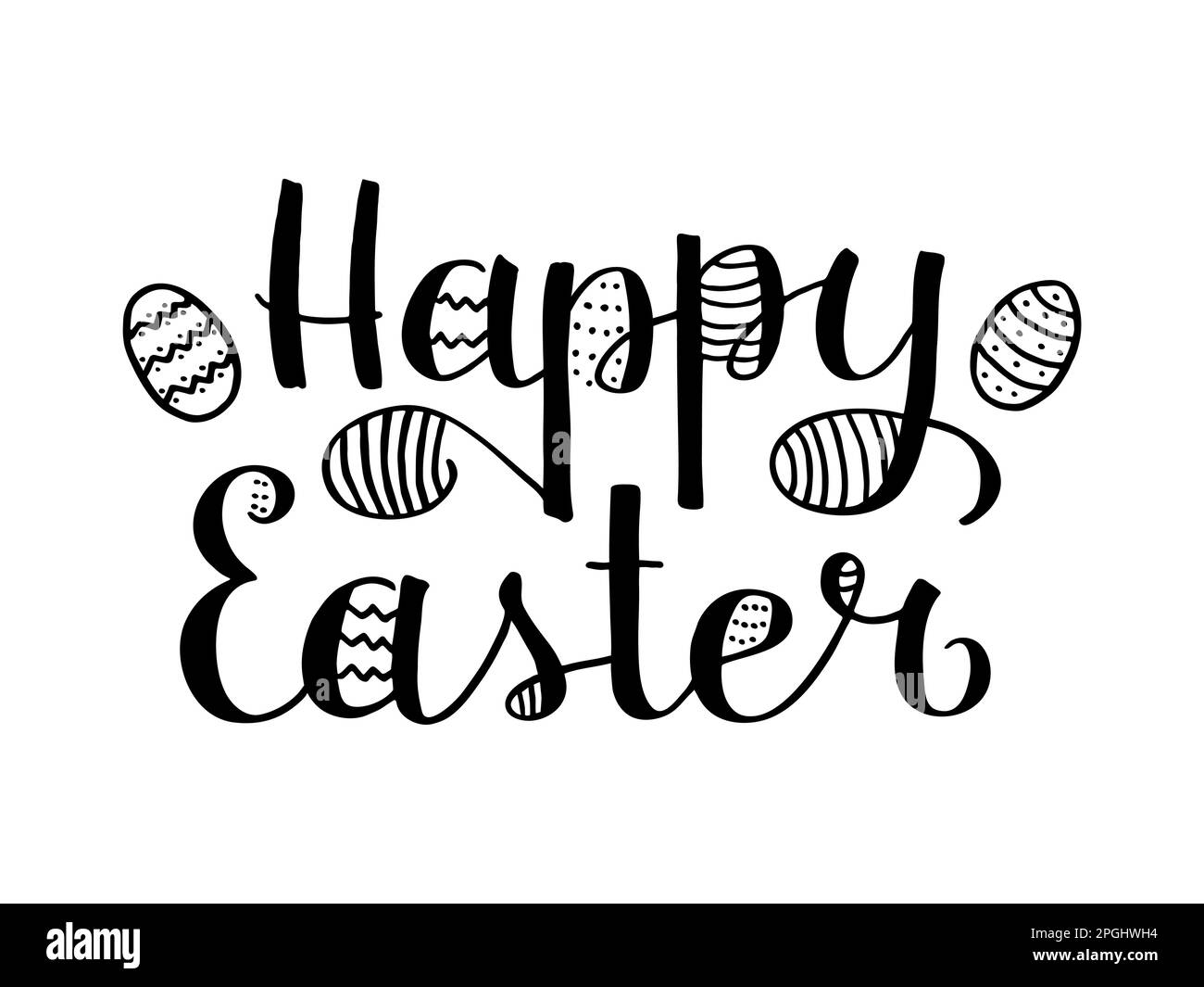 Happy Easter Schriftzug Moderne Pinseltinten Kalligraphie Die Happy easter schriftzug moderne pinseltinten kalligraphie die