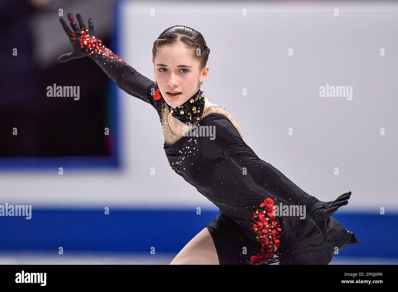 SAITAMA, JAPAN – MÄRZ 22: Isabeau Levito aus den USA tritt am 22. März 2023 in Saitama, Japan, während der ISU World Figure Skating Championships 2023 im Women's Short Program an (Foto: Pablo Morano/BSR Agency) Stockfoto