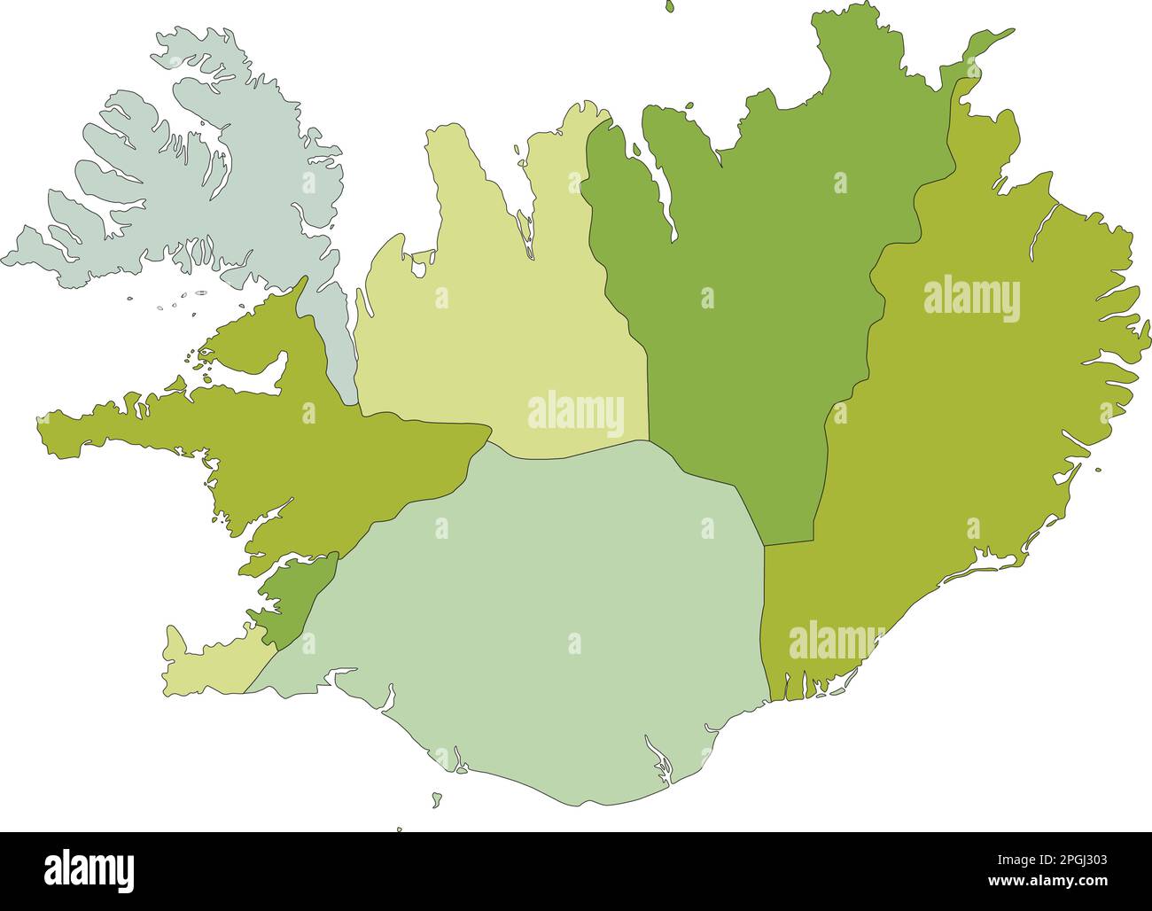 Sehr detaillierte, bearbeitbare politische Karte mit getrennten Schichten. Island. Stock Vektor