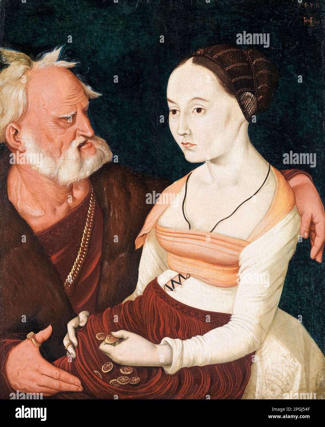 Hans Baldung Grien, ungleiche Geliebte, Malerei in Mischtechnik auf Kalkholz, 1528 Stockfoto