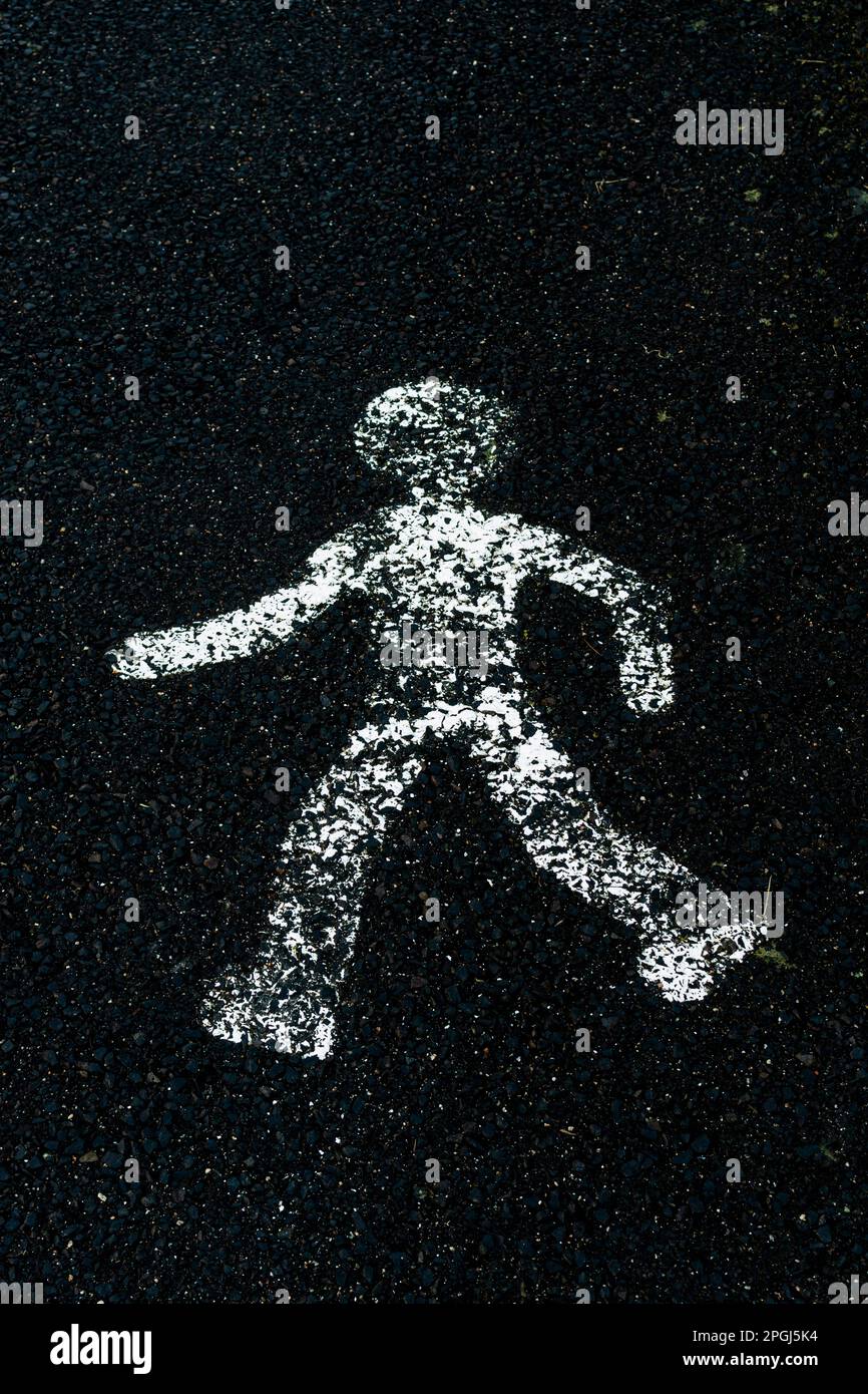 Piktogramm der Mann zu Fuß auf Fußgängerüberweg. Stockfoto