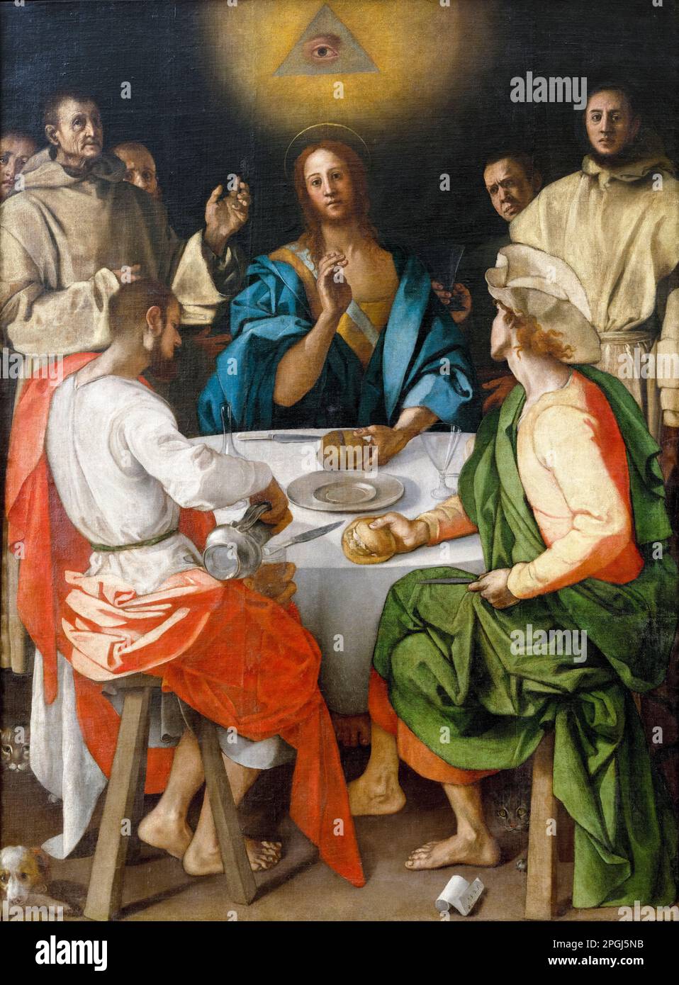 Abendessen im Emmaus, Ölgemälde auf Leinwand von Jacopo da Pontormo, 1525 Stockfoto