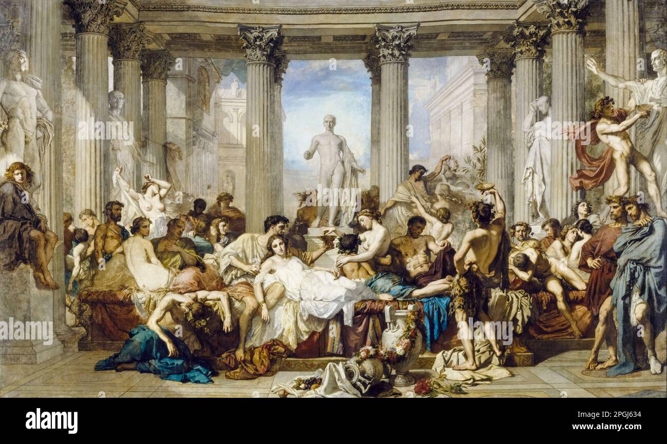 Thomas Couture, Römer während der Dekadenz, gemalt in Öl auf Leinwand, 1847 Stockfoto
