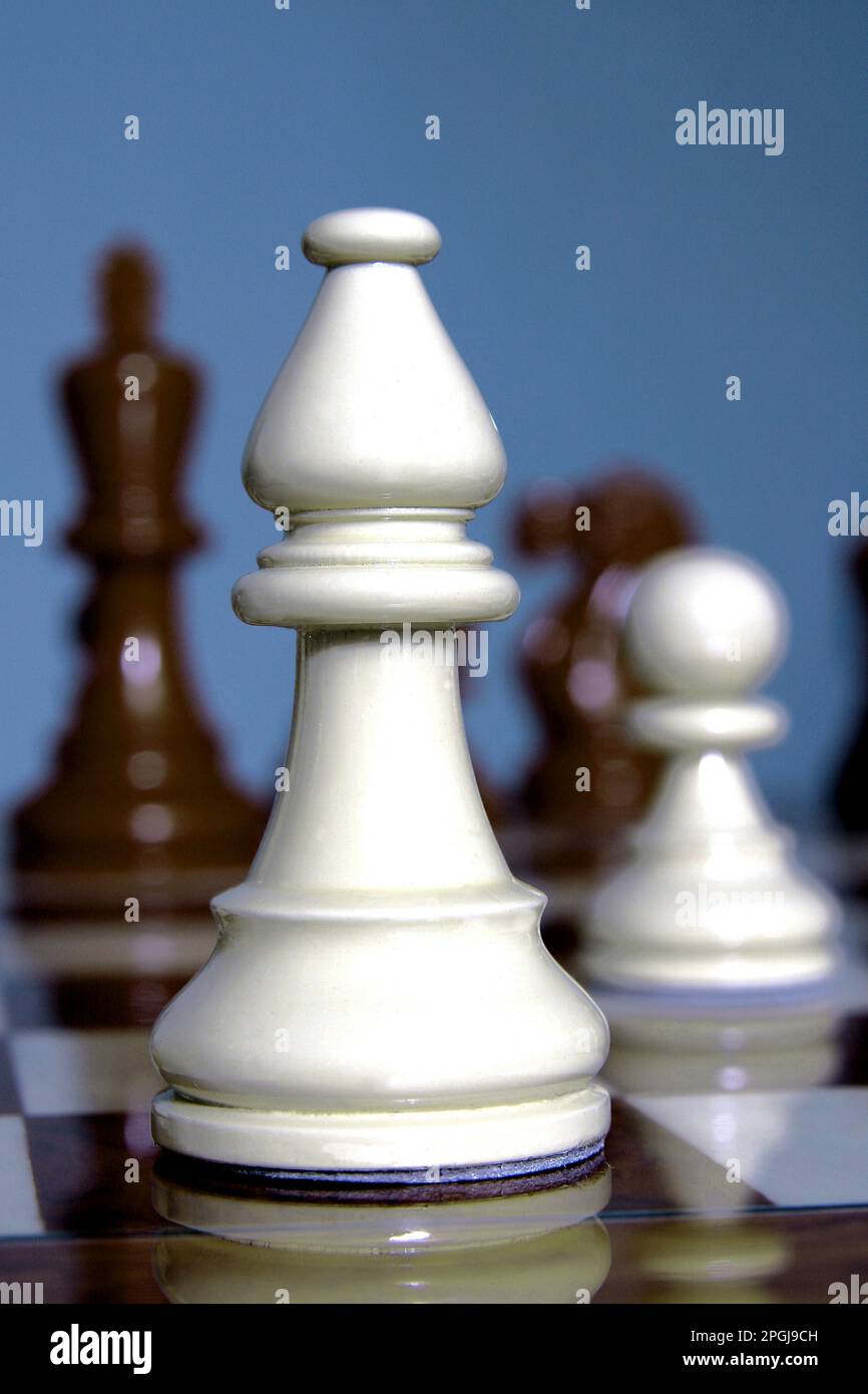 Schach, weißer Bischof Stockfoto