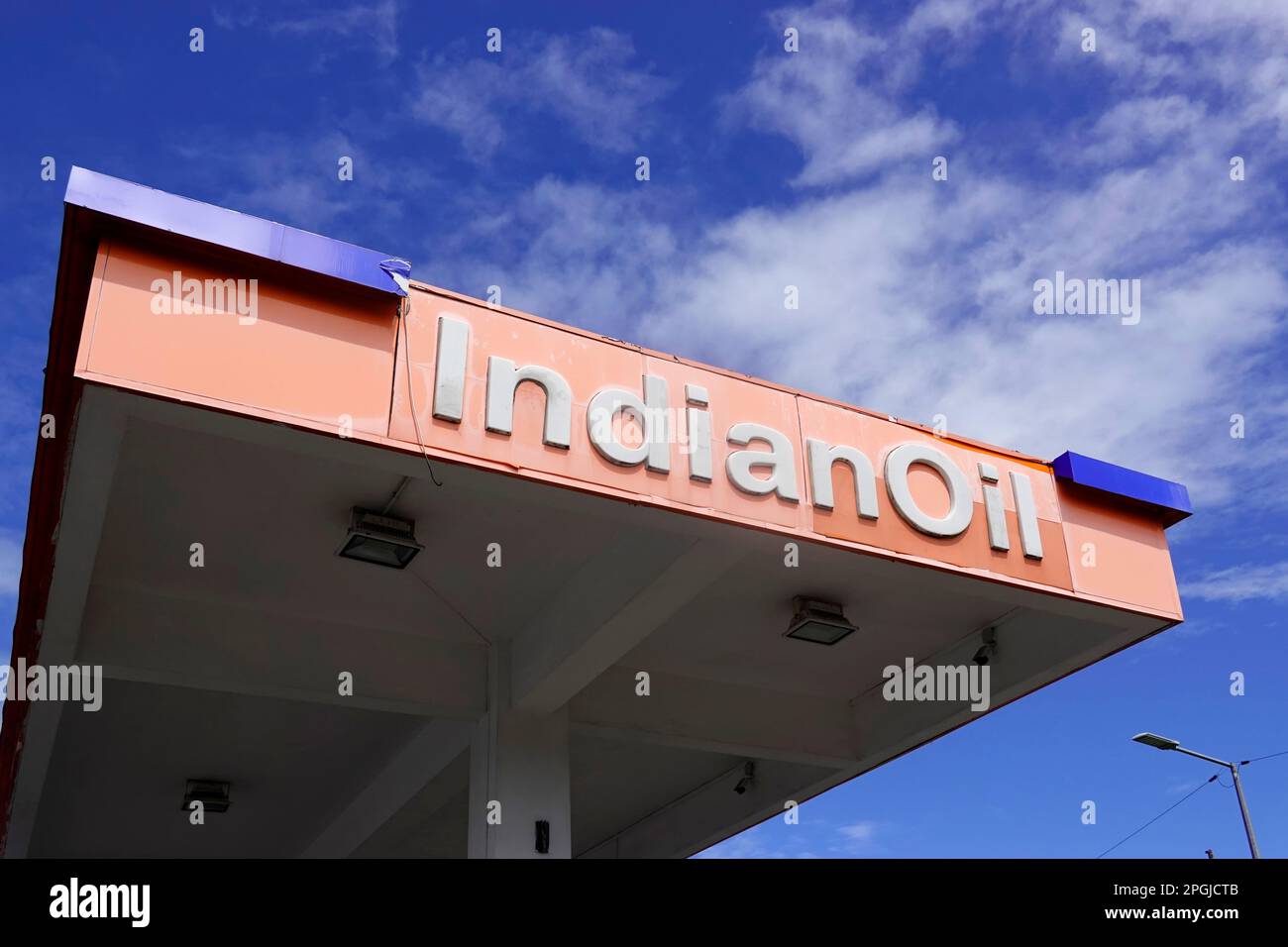 Indisches Öl, Tankstelle, Mauritius Stockfoto