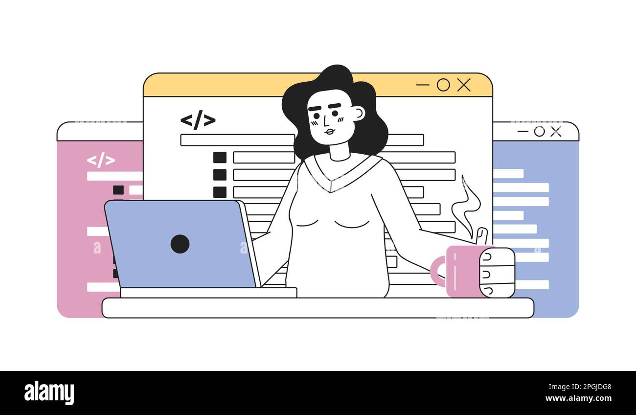 Schreiben von Code Job Line Concept Vector Spot Illustration Stock Vektor