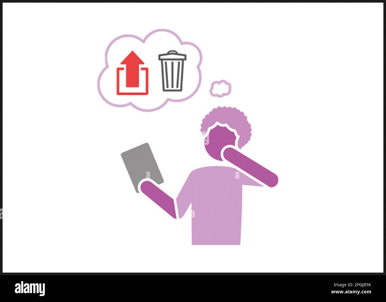 Hochladen oder löschen Stockfoto