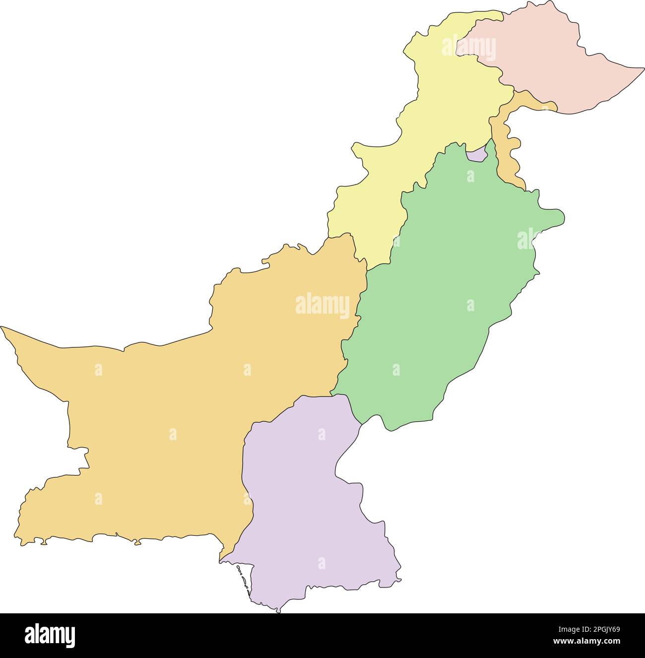 Pakistan - sehr detaillierte, bearbeitbare politische Karte. Stock Vektor