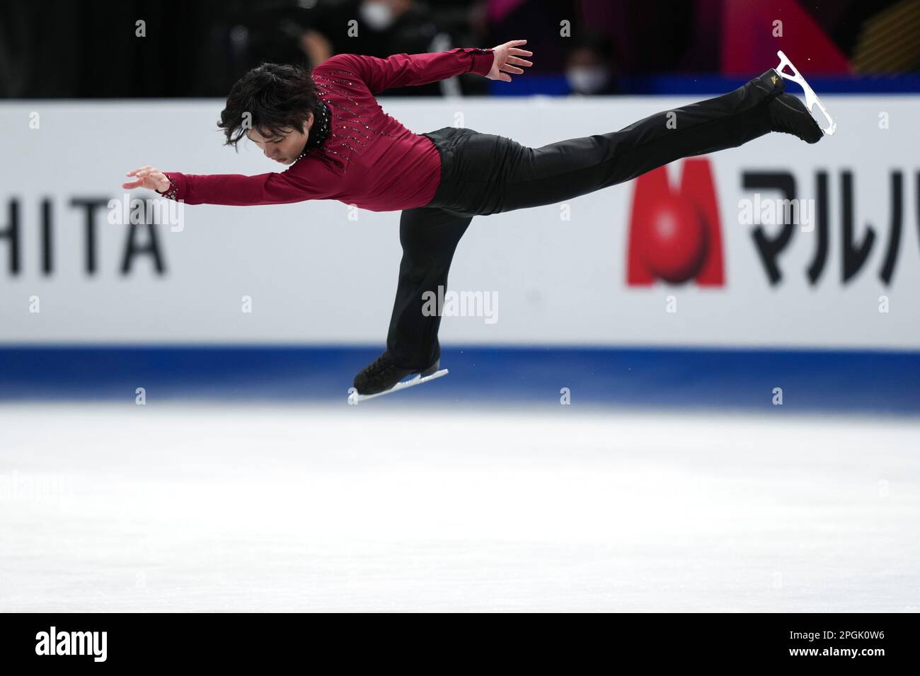 Saitama, Japan. 23. März 2023. UNO Shoma of Japan tritt während des Herrenkurses bei der ISU World Figure Skating Championships in der Saitama Super Arena in Saitama, Japan, am 23. März 2023 auf. Kredit: Zhang Xiaoyu/Xinhua/Alamy Live News Stockfoto