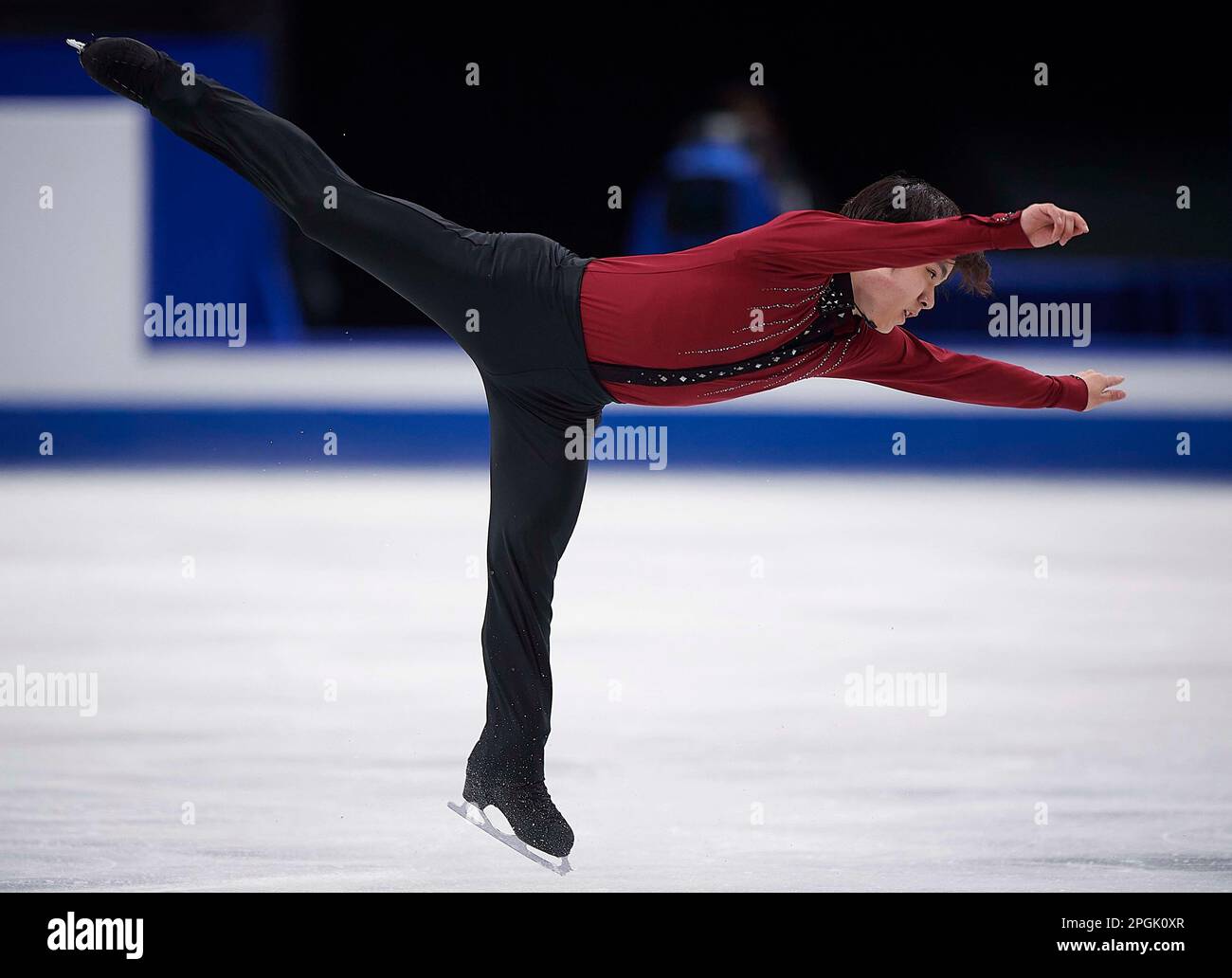 Saitama, Japan. 23. März 2023. UNO Shoma of Japan tritt während des Herrenkurses bei der ISU World Figure Skating Championships in der Saitama Super Arena in Saitama, Japan, am 23. März 2023 auf. Kredit: Pablo Morano/Xinhua/Alamy Live News Stockfoto