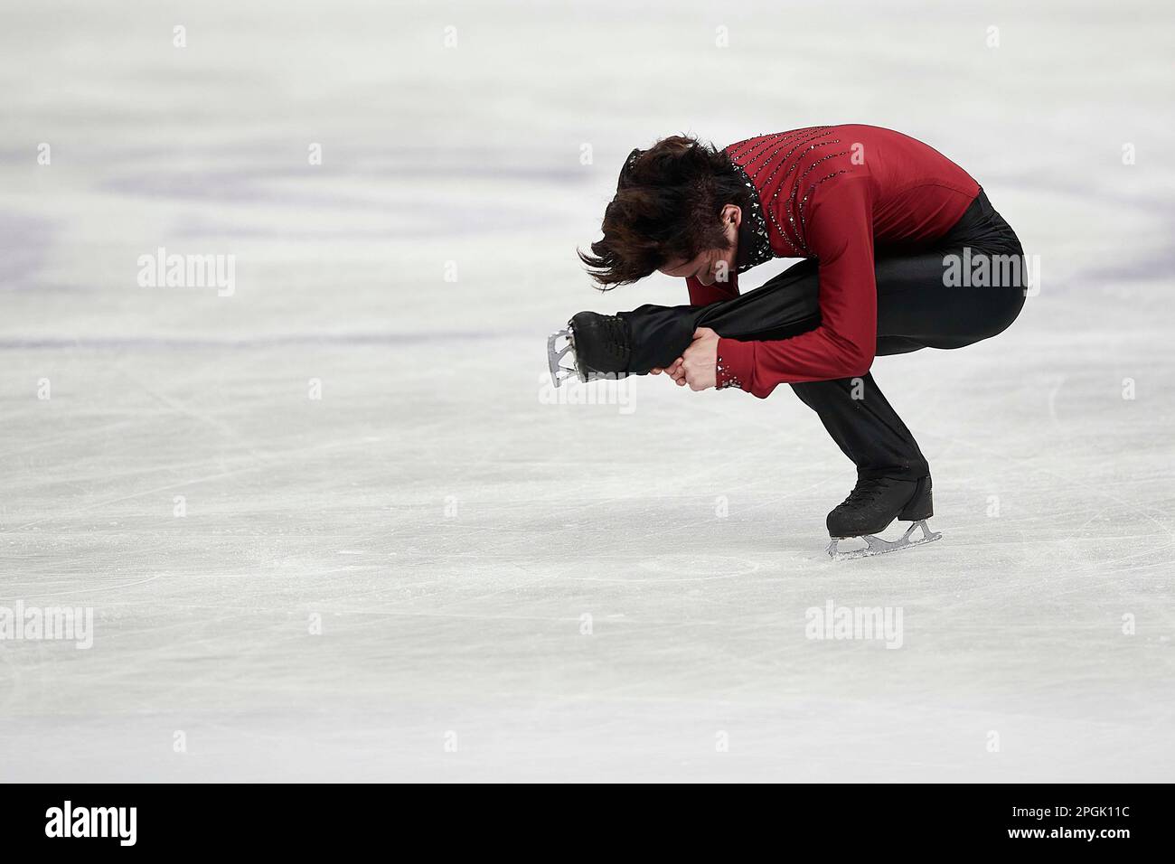 Saitama, Japan. 23. März 2023. UNO Shoma of Japan tritt während des Herrenkurses bei der ISU World Figure Skating Championships in der Saitama Super Arena in Saitama, Japan, am 23. März 2023 auf. Kredit: Pablo Morano/Xinhua/Alamy Live News Stockfoto