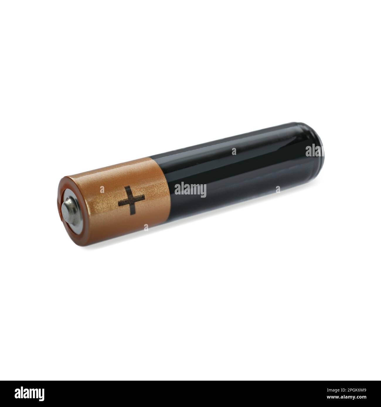 Neue AAA-Batterie, isoliert auf weiß. Trockenzelle Stockfoto