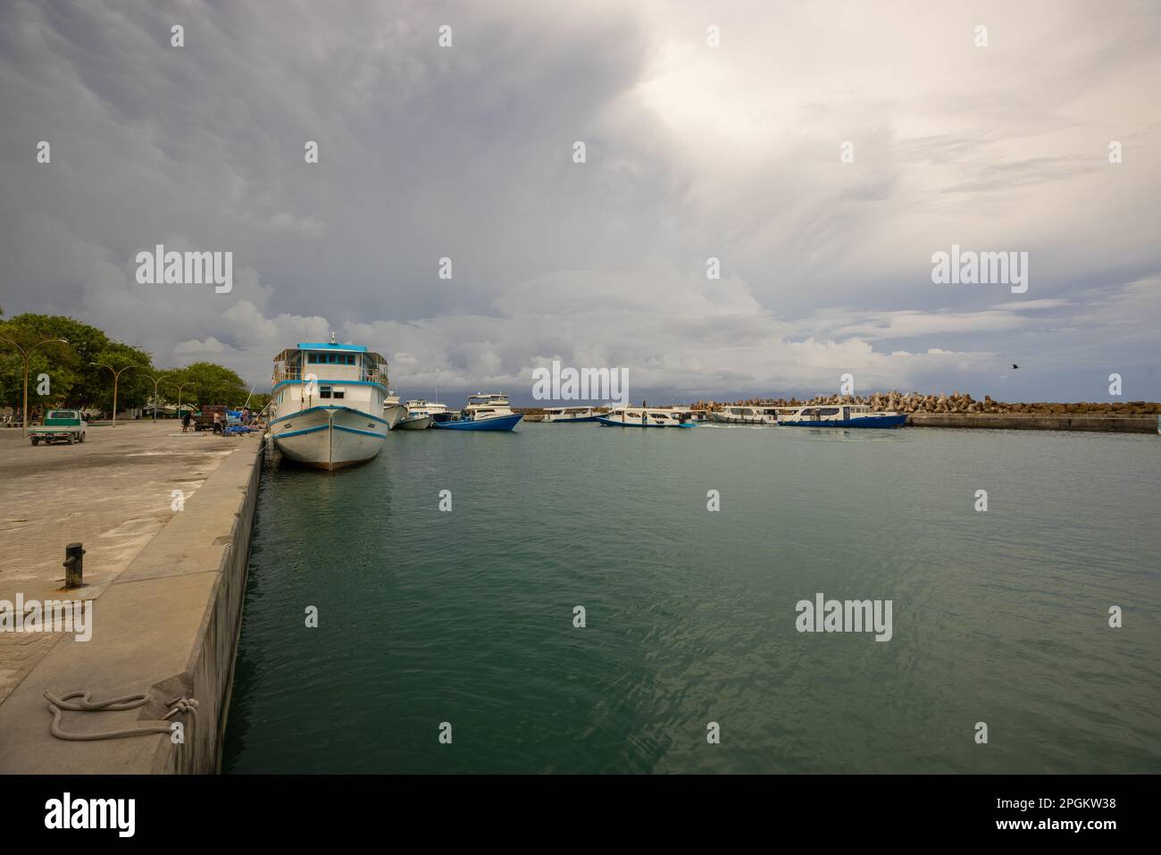 Anlegestelle der Insel Fuvahmulah (Malediven) Stockfoto
