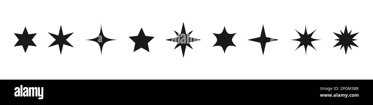 Stars Icons Symbolsammlung. Sternenrand. Vektordarstellung. Stock Vektor