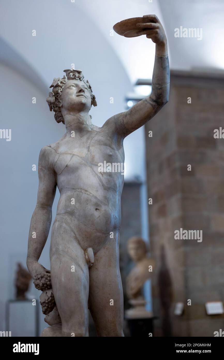 Bacchus, gott des Weins, von Jacopo Tatti Detto Il Sansovino in Bargello, Florenz Stockfoto