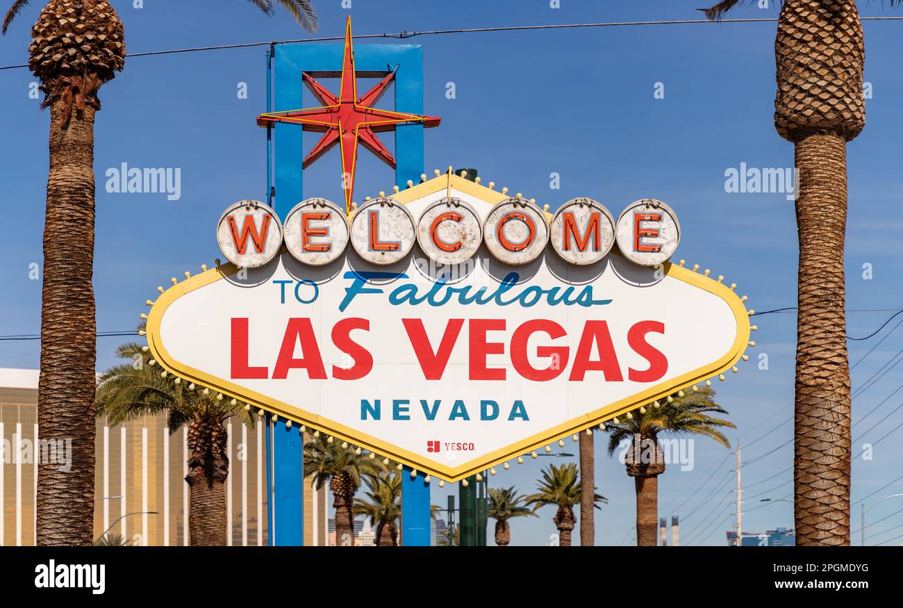 Ein Bild des „Welcome to Fabulous Las Vegas“-Zeichens. Stockfoto