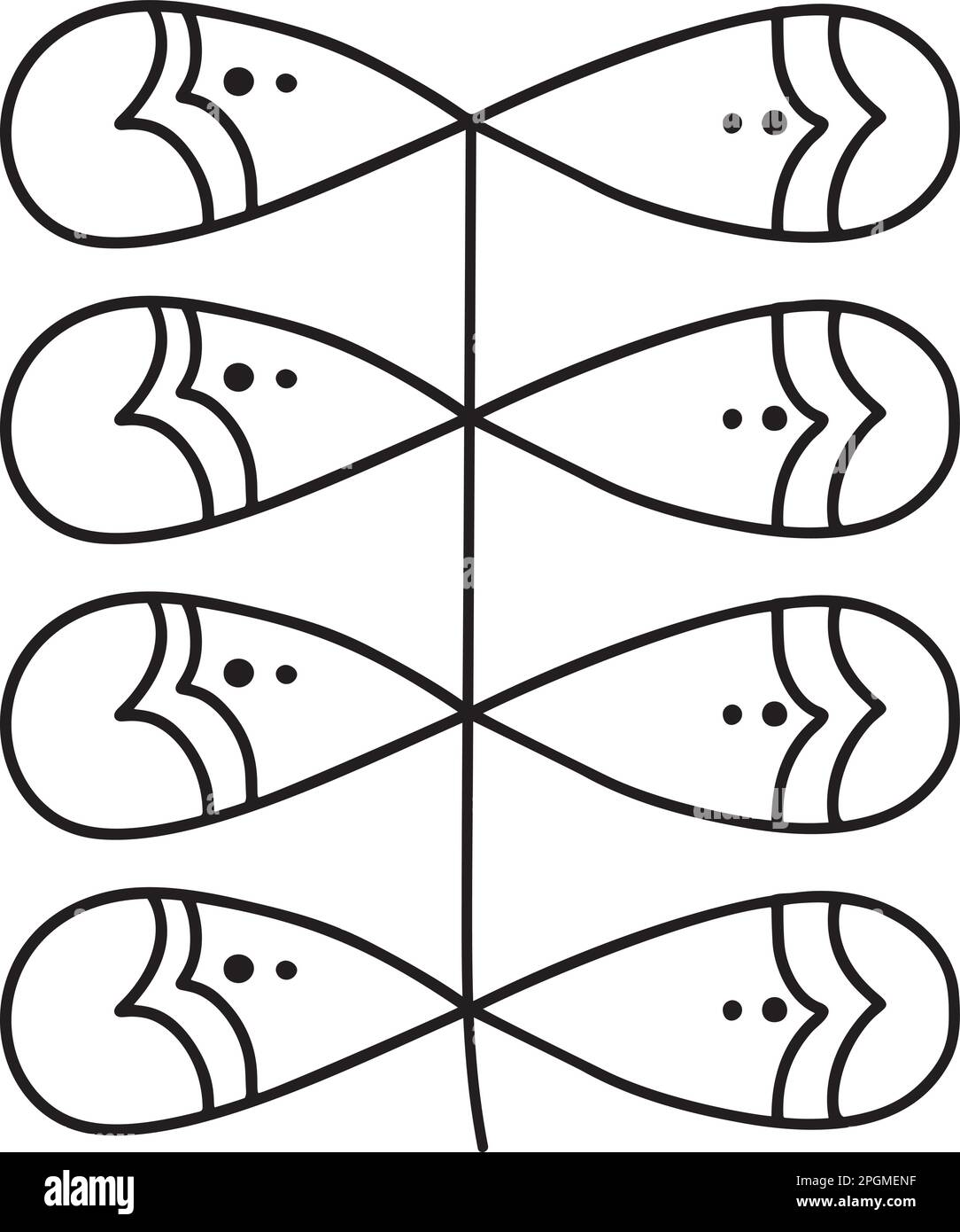 Scandi line ethno Logo Baumblatt modernes abstraktes Doodle Bo Ornament Muster. Abstrakter, trendiger Kunstdruck. Modische Vektorvorlage für Ihr Stock Vektor