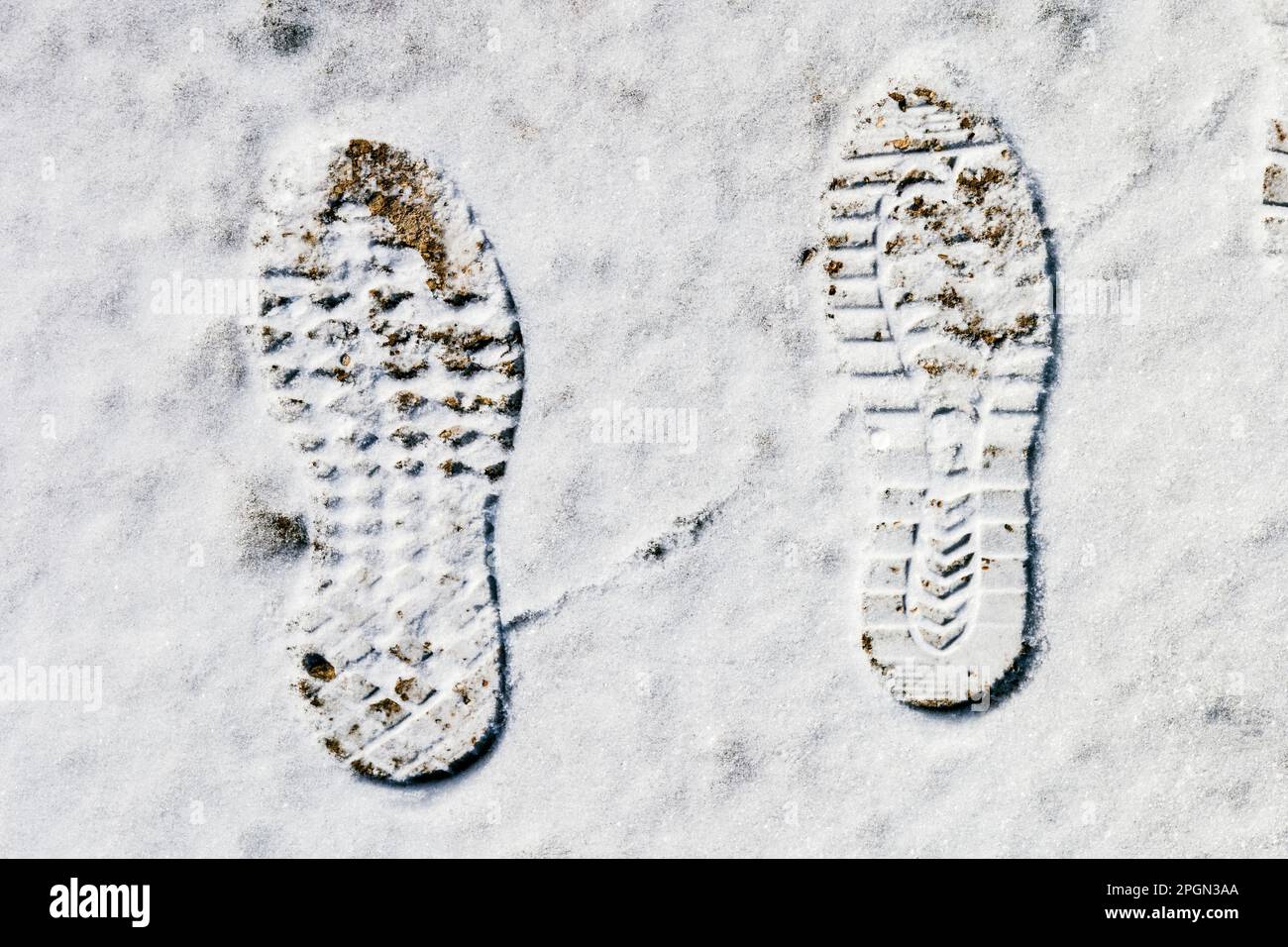 Schuhabdrücke im Schnee; Zentrum von Colorado; USA Stockfoto