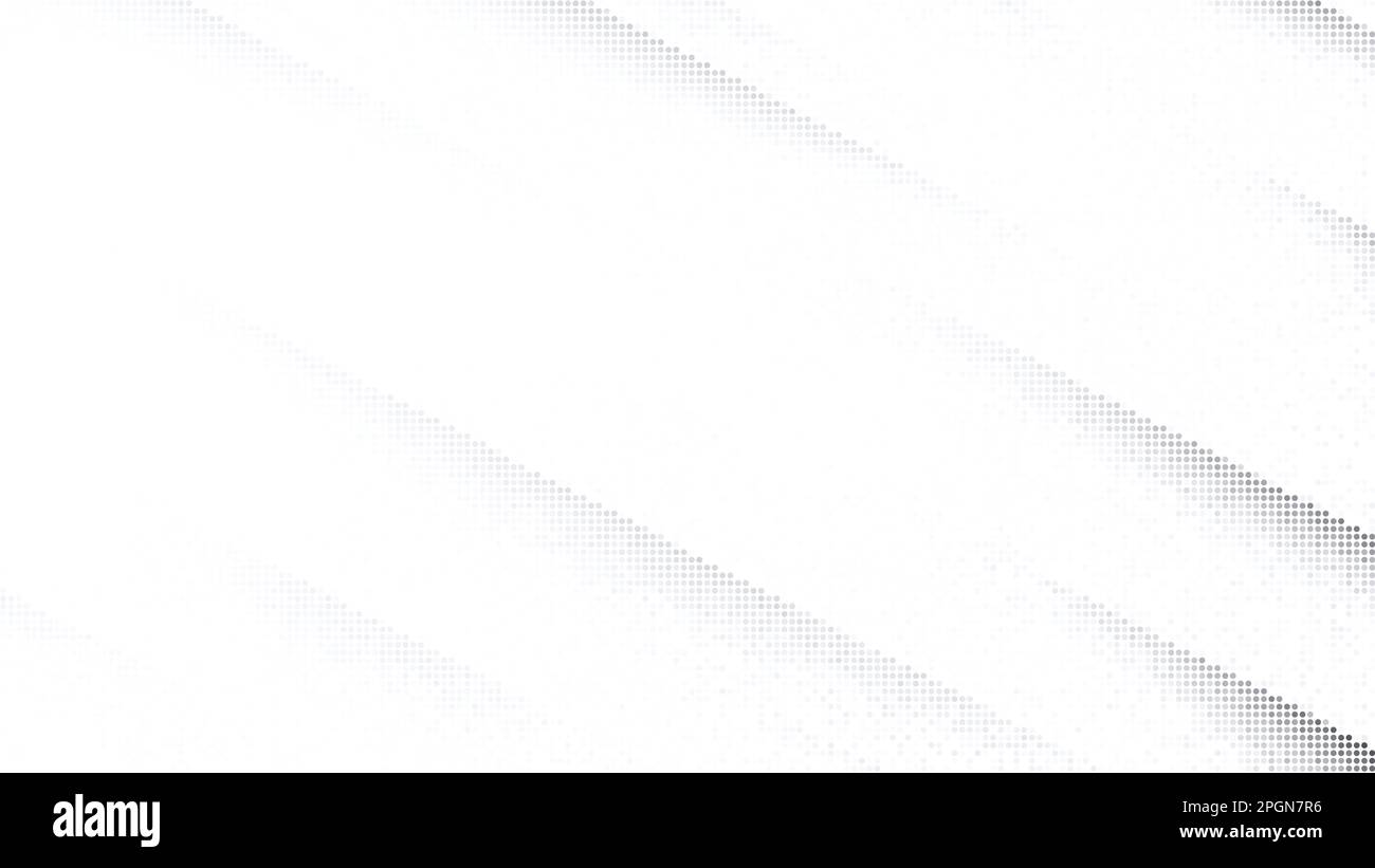Abstrakte graue Rasterverlaufsmuster auf Weiß mit Kopierbereich. Gepunkteter Hintergrund für Vorlage, Broschüre, Visitenkarte, Webseite usw. Stockfoto