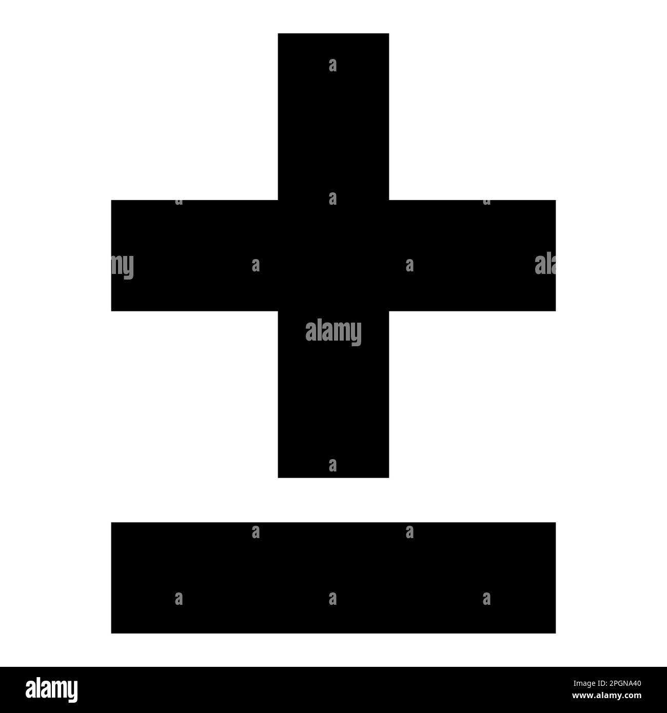 Einfarbige Vektorgrafik eines Plus- oder Minuszeichens. Dies könnte für den Unterricht in Mathematik auf der Primär- oder Sekundarstufe verwendet werden Stock Vektor