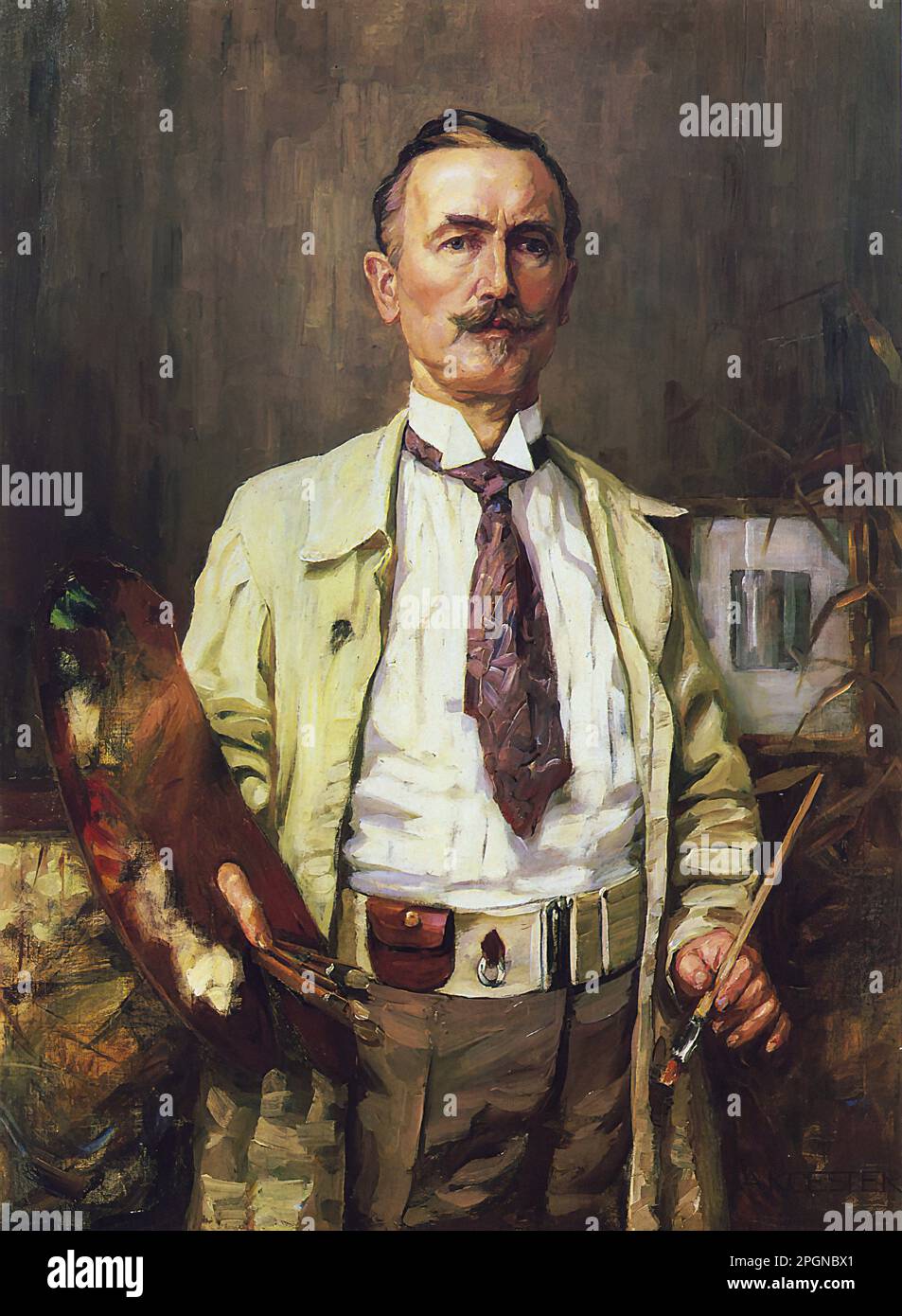 Koester Alexander - Selbstporträt - Deutsche Schule - 19. Jahrhundert - Koester Alexander - Selbstporträt - Deutsche Schule - 19. Jahrhundert Stockfoto