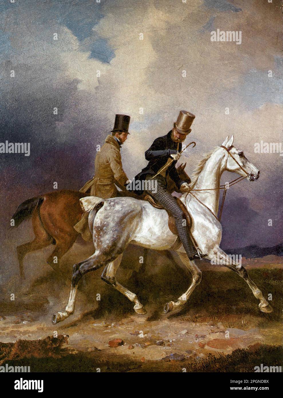 Kruger Franz - Fahrt von Prinz Wilhelm von Preußen - Deutsche Schule - 19. Jahrhundert - Kruger Franz - Ausritt des Prinzen Wilhelm von Preussen - Deutsche Schule - 19. Jahrhundert Stockfoto