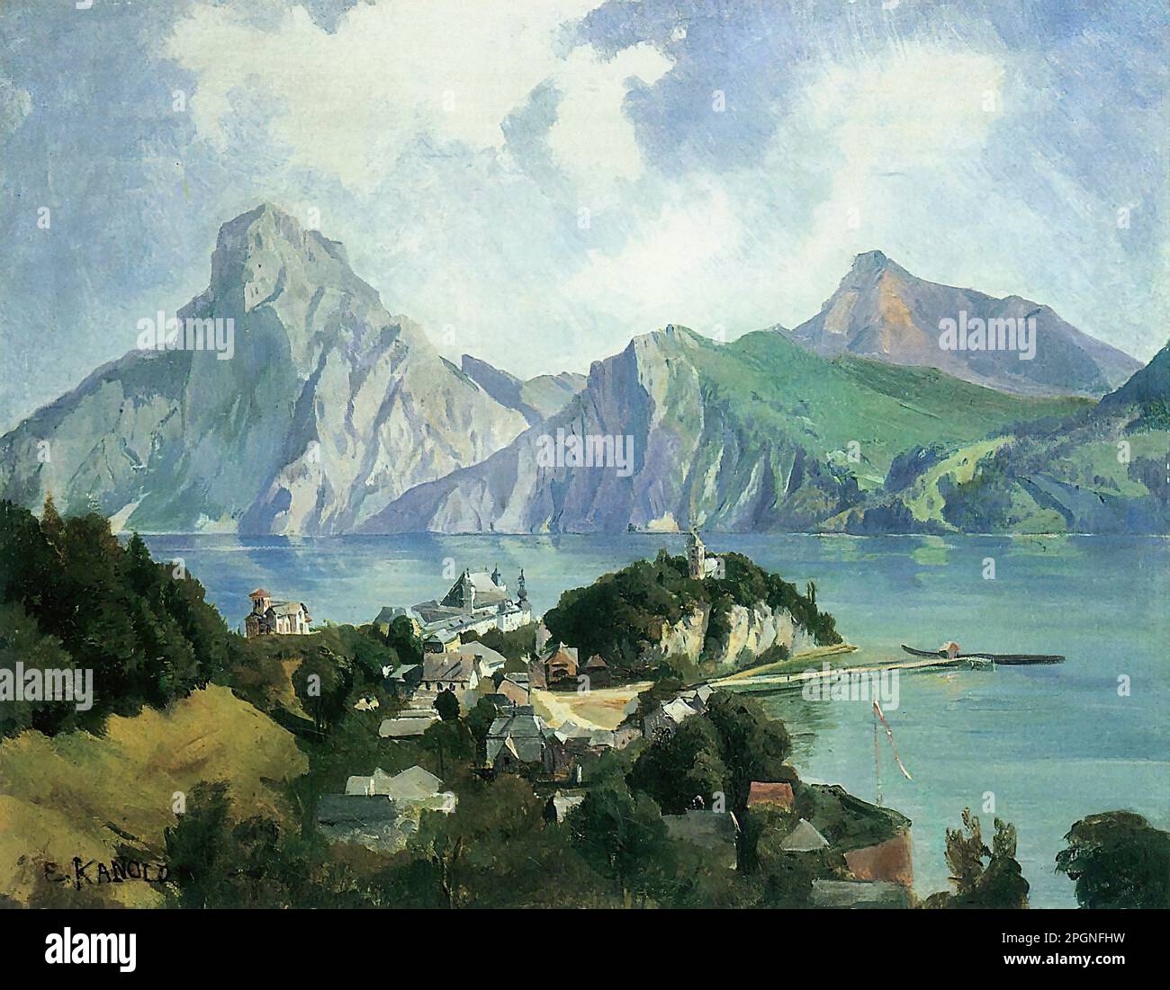 Kanoldt Edmund Friedrich - der Traunsee im Salzkammergut - Deutsche Schule - 19. Und Anfang des 20. Jahrhunderts - Kanoldt Edmund Friedrich - der Traunsee im Salzkammergut - Deutsche Schule - 19. Und Anfang des 20. Jahrhunderts Stockfoto