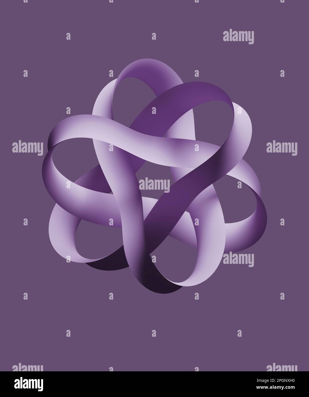 Abstrakte Form vor violettem Hintergrund Stockfoto