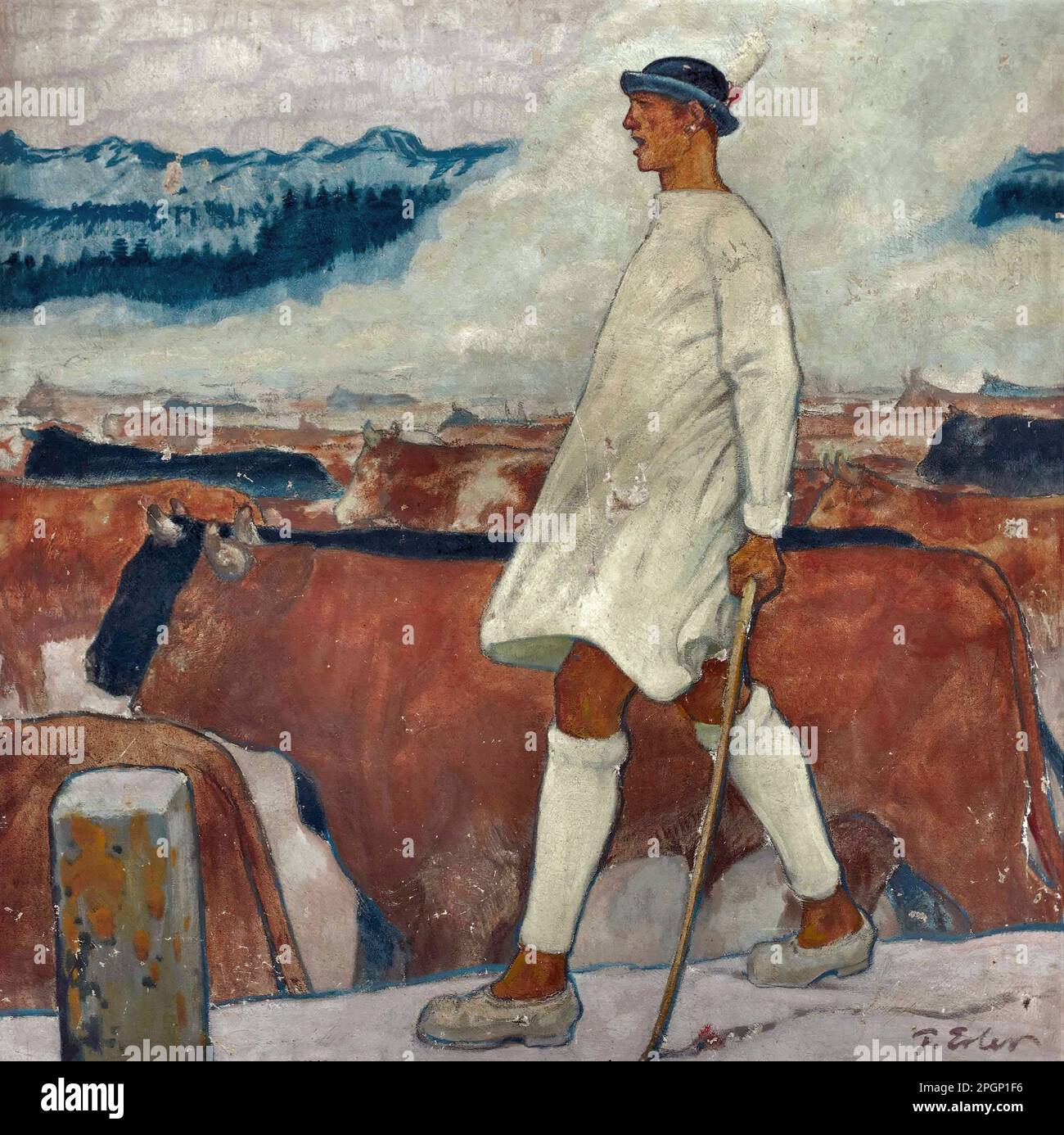 Erler Fritz - Herdsman - Deutsche Schule - 19. Und Anfang des 20. Jahrhunderts - Erler Fritz - Viehhirte - Deutsche Schule - 19. Und Anfang des 20. Jahrhunderts Stockfoto