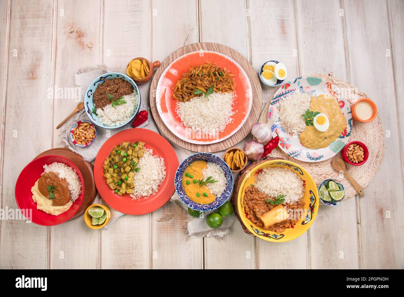 Peruanischer Essensbufett-Tisch Stockfoto