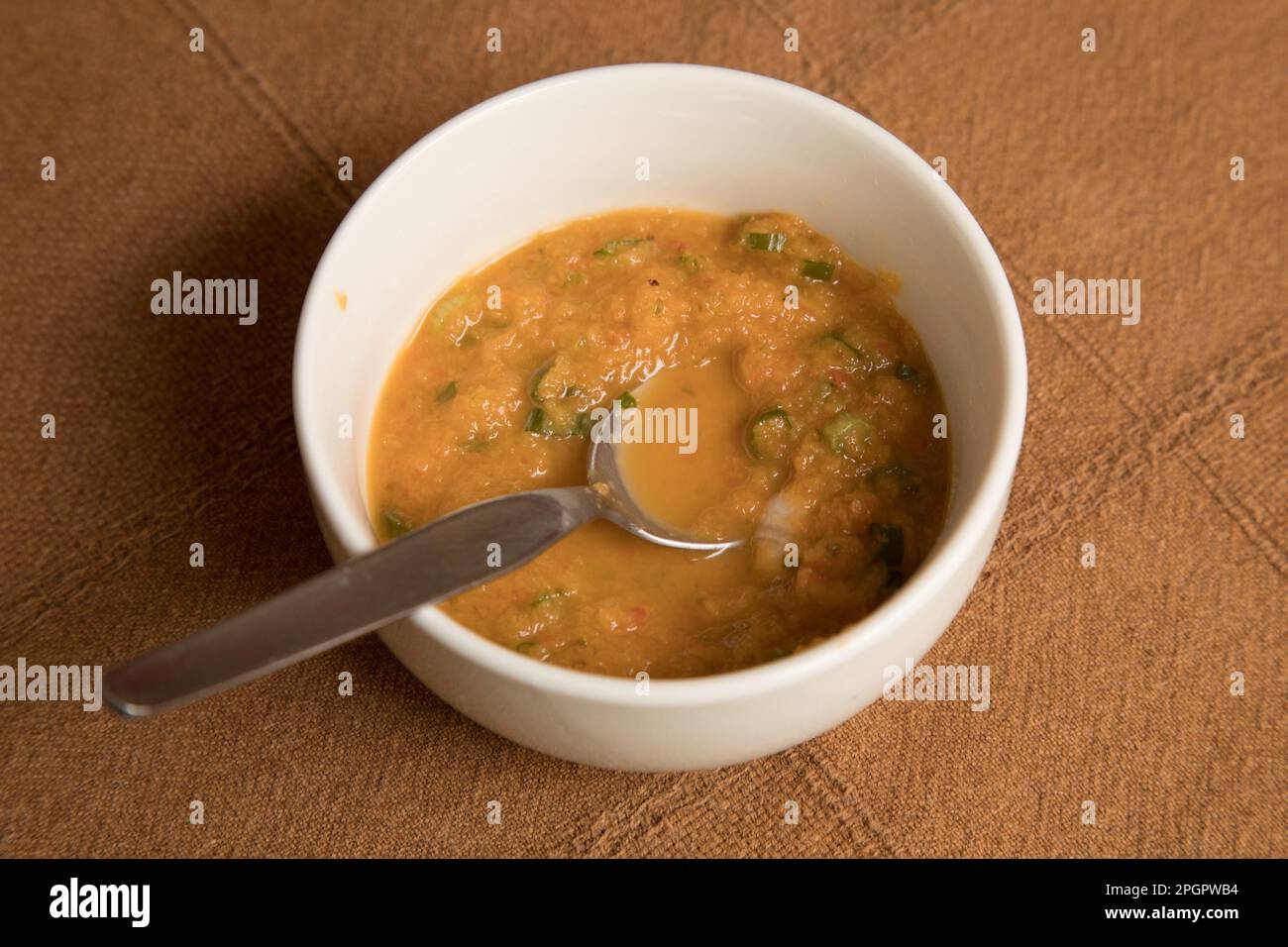 Salsa de Rocoto scharfe Pfeffersoße Gewürz peruanische Speisen Stockfoto