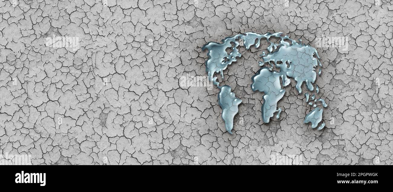 Globale Wasserkrise und weltweites Dürreproblem oder internationale Naturkatastrophen, die zu Hungersnöten und erschöpften Bewässerungsressourcen führen. Stockfoto
