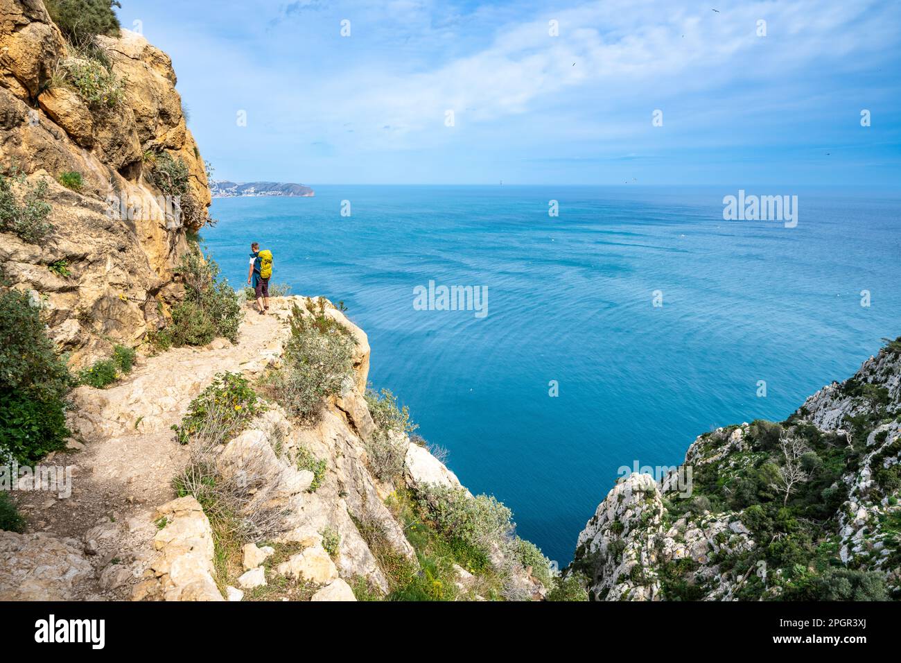 Tageswanderung im Penyal d'IFAC Nationalpark bei Calp, Spanien Stockfoto