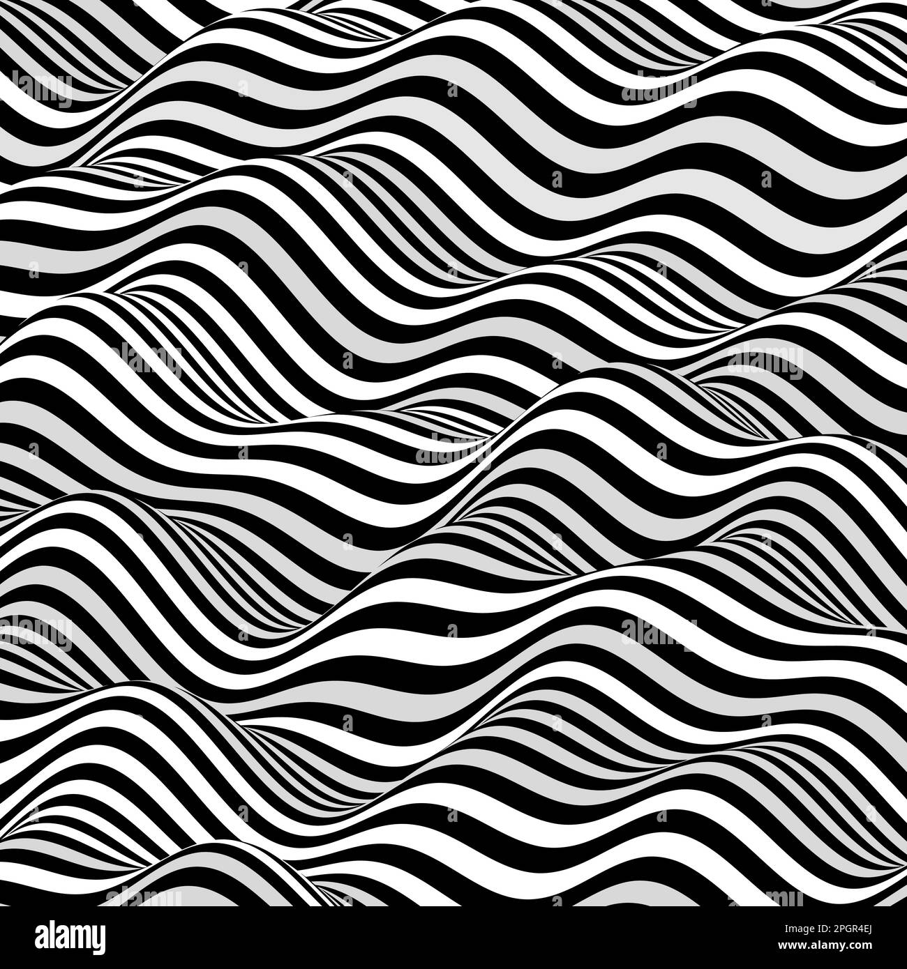 Schwarz-weiß Design. Muster mit optischen Täuschung. Abstrakten geometrischen 3D-Hintergrund. Vector Illustration. Stock Vektor