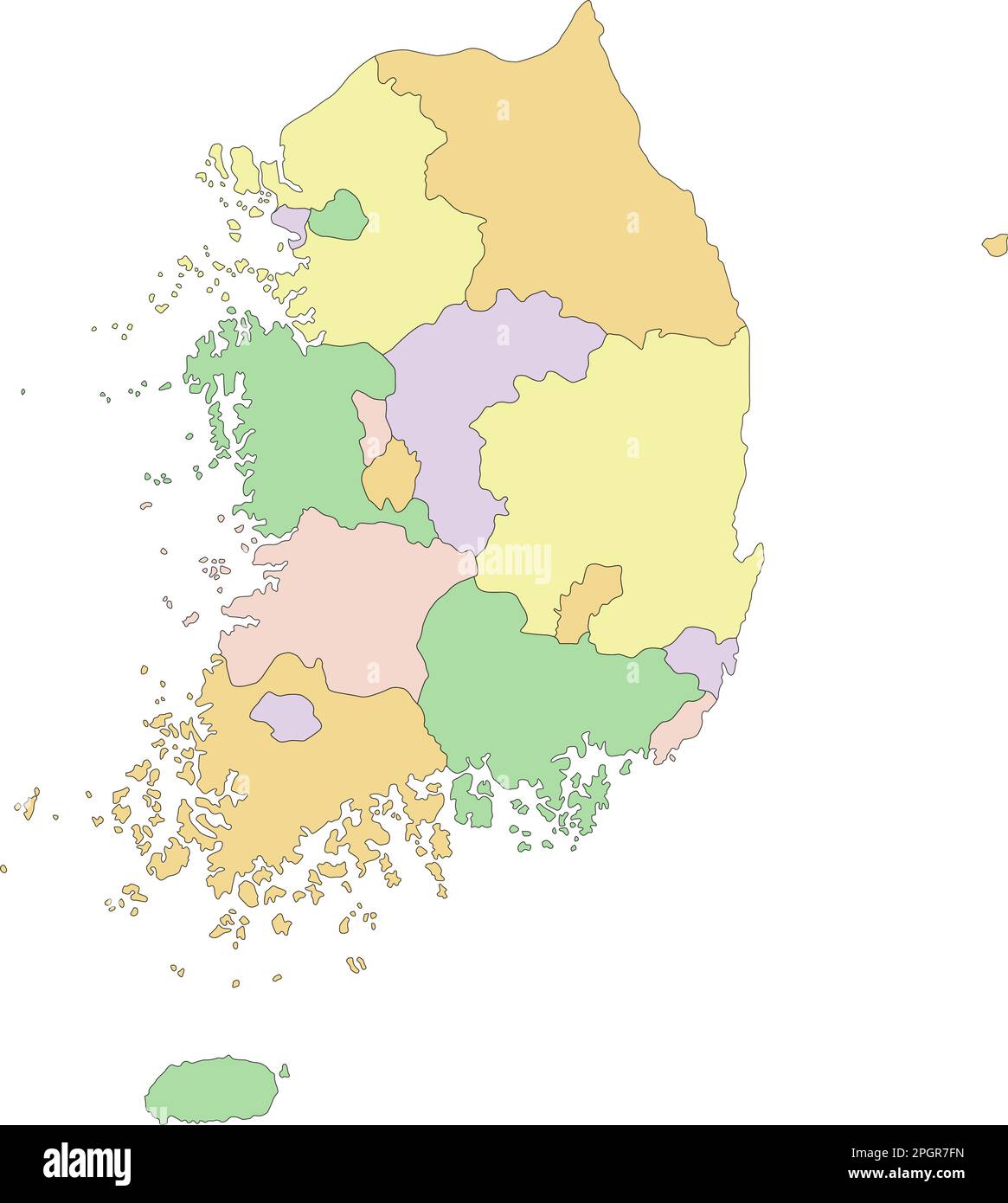 Südkorea - sehr detaillierte bearbeitbare politische Karte. Stock Vektor