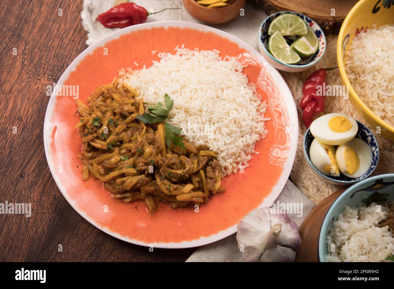 Peruanischer Essensbufett-Tisch Stockfoto