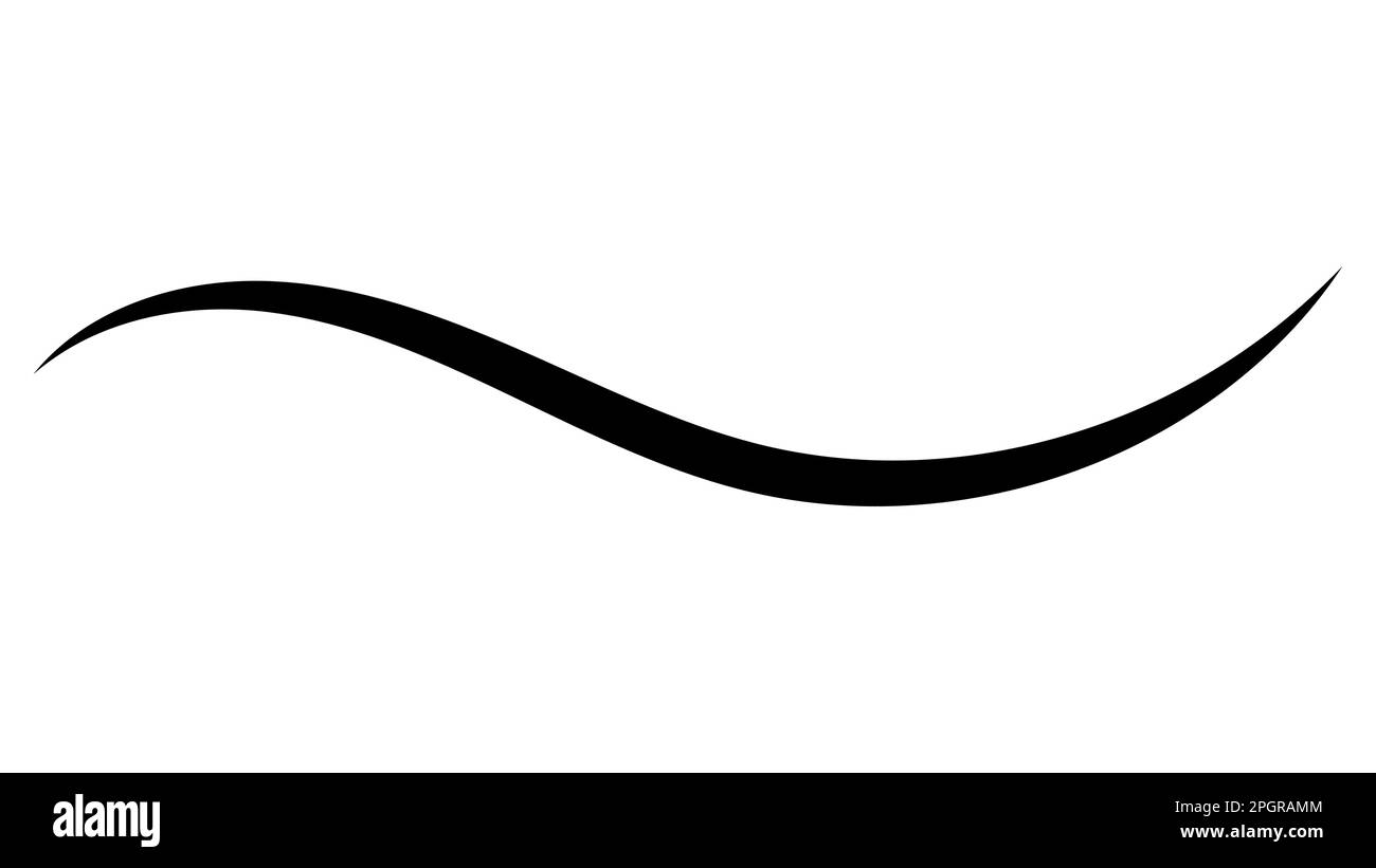 Swoosh-Linie unterstreichen, geschwungene kalligraphische Kontur, elegante Dekoration gezeichnet Wirbel Stock Vektor