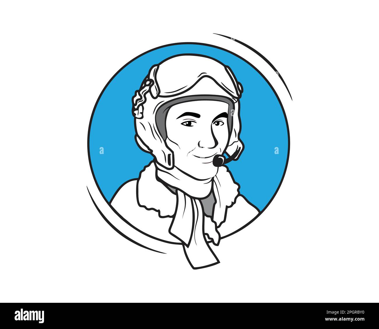 Vintage Pilot oder Aviator Illustration mit einfacher Illustration, Patch und Abzeichen Stock Vektor