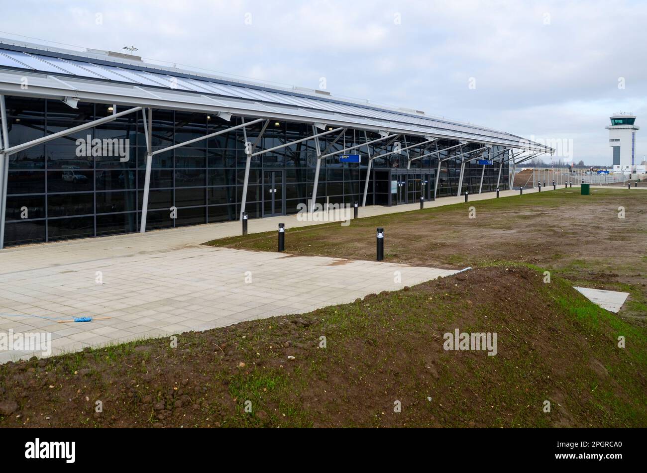 Terminal und Infrastruktur des Flughafens London Southend werden im Jahr 2012 nach dem Kauf durch Stobart zur Vorbereitung der Flüge mit easyJet Base gebaut Stockfoto