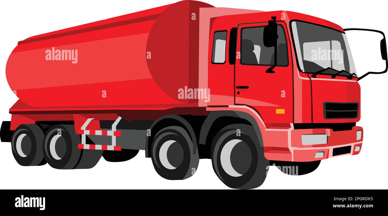 Red Tanker Truck Transportation Stock Vektor