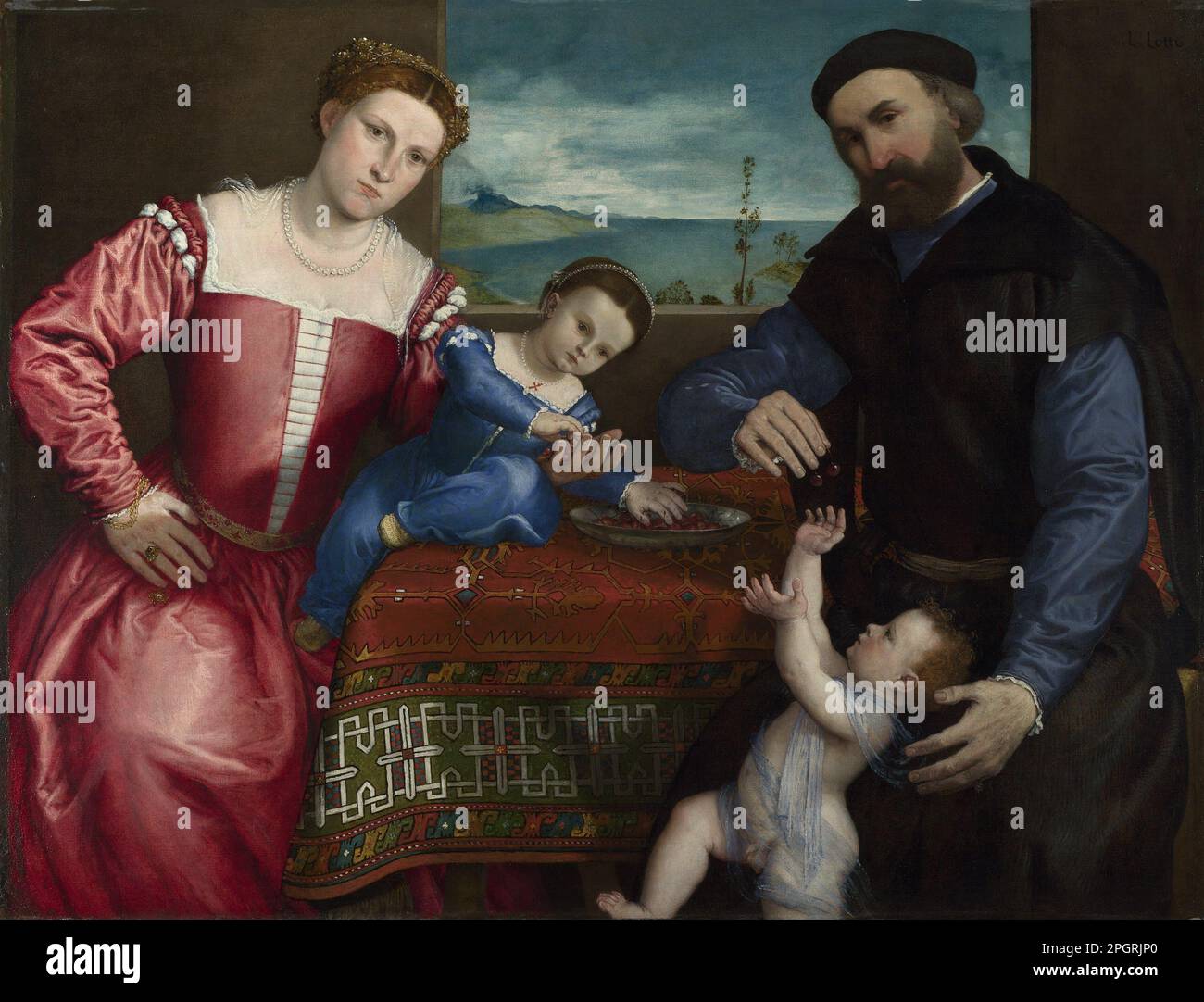 Porträt von Giovanni della Volta mit seiner Frau und seinen Kindern 1547 von Lorenzo Lotto Stockfoto