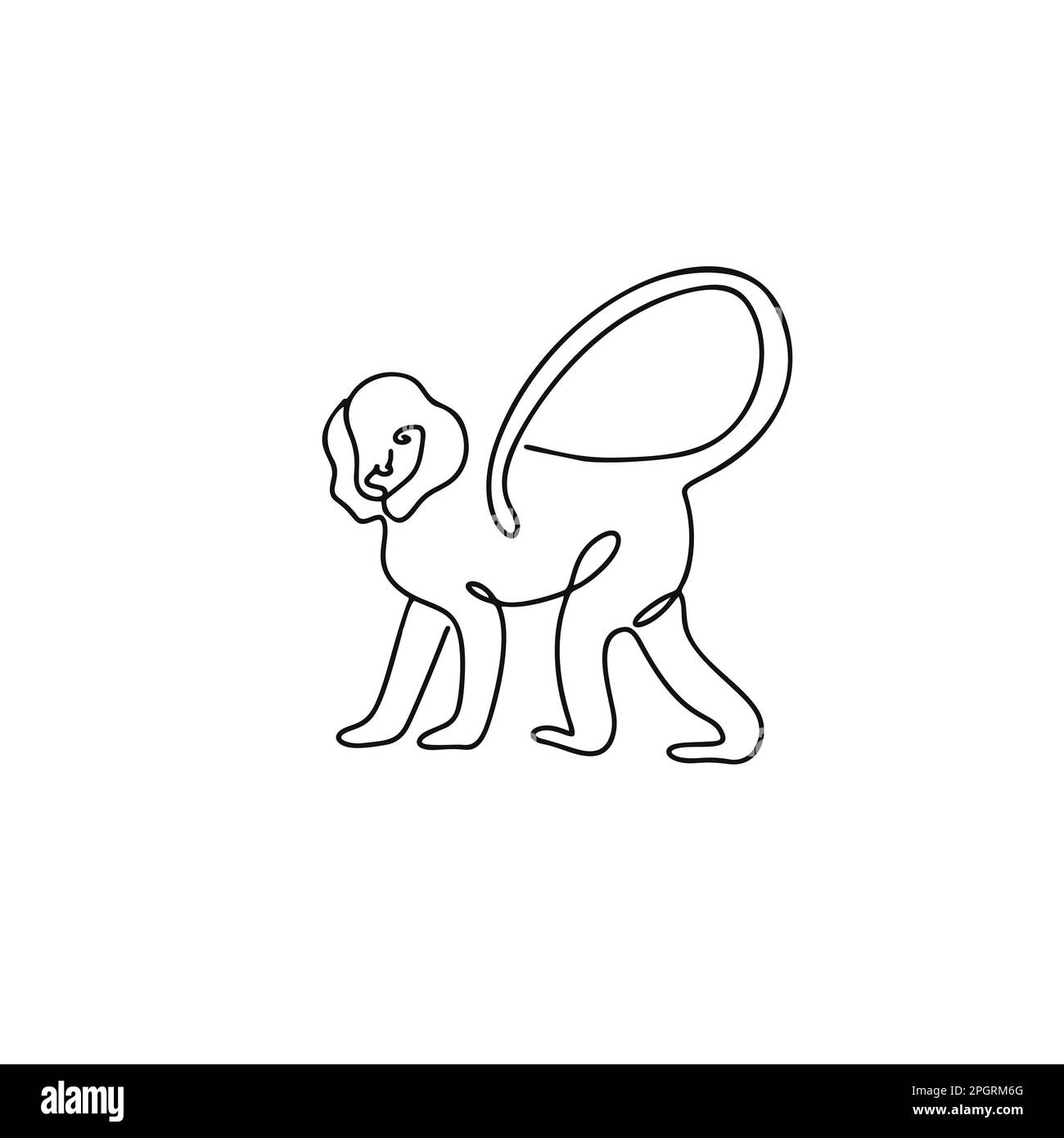 Affen-Illustration im Strichkunststil isoliert auf Weiß Stock Vektor