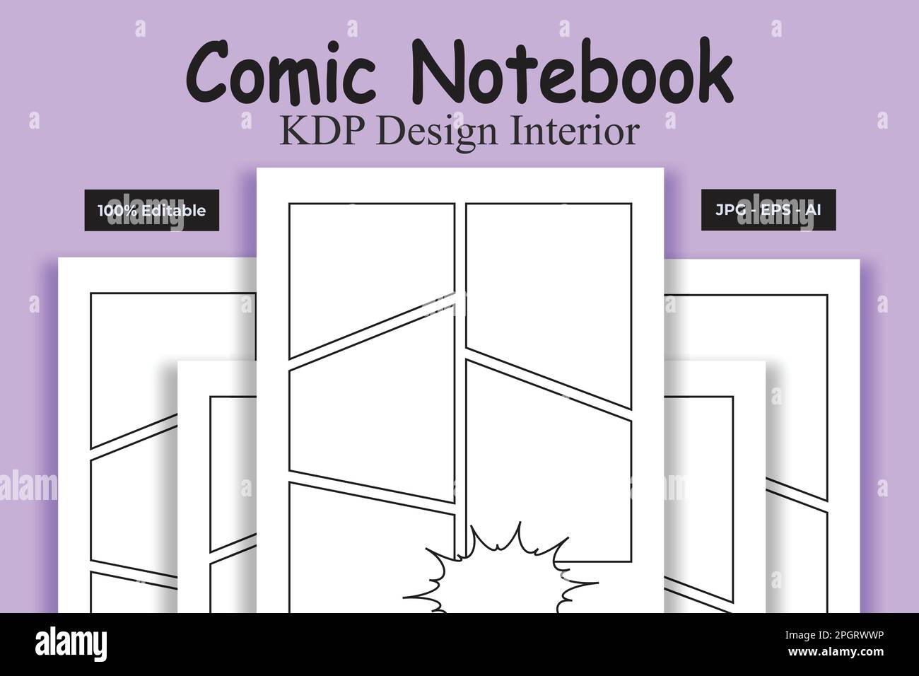 Comic-Notizbuch KDP Interior Low und No Content Book Stock Vektor