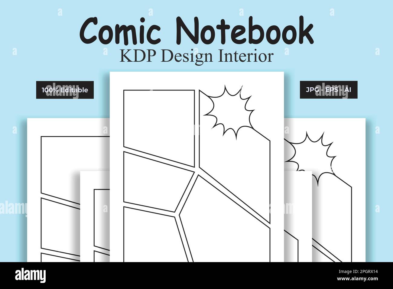 Comic-Notizbuch KDP Interior Low und No Content Book Stock Vektor